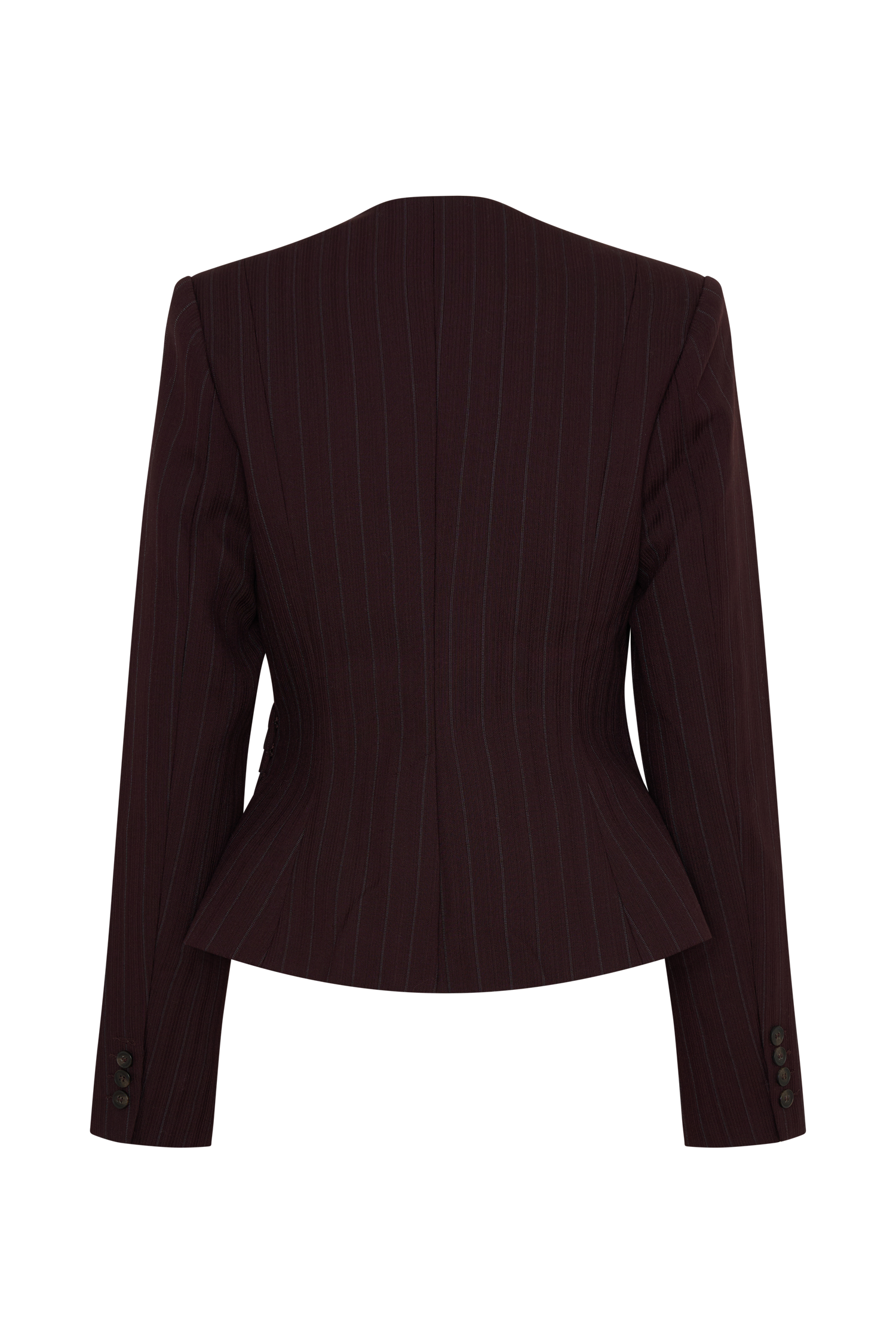 Agatha Square Neck Blazer - Plum Pinstripe