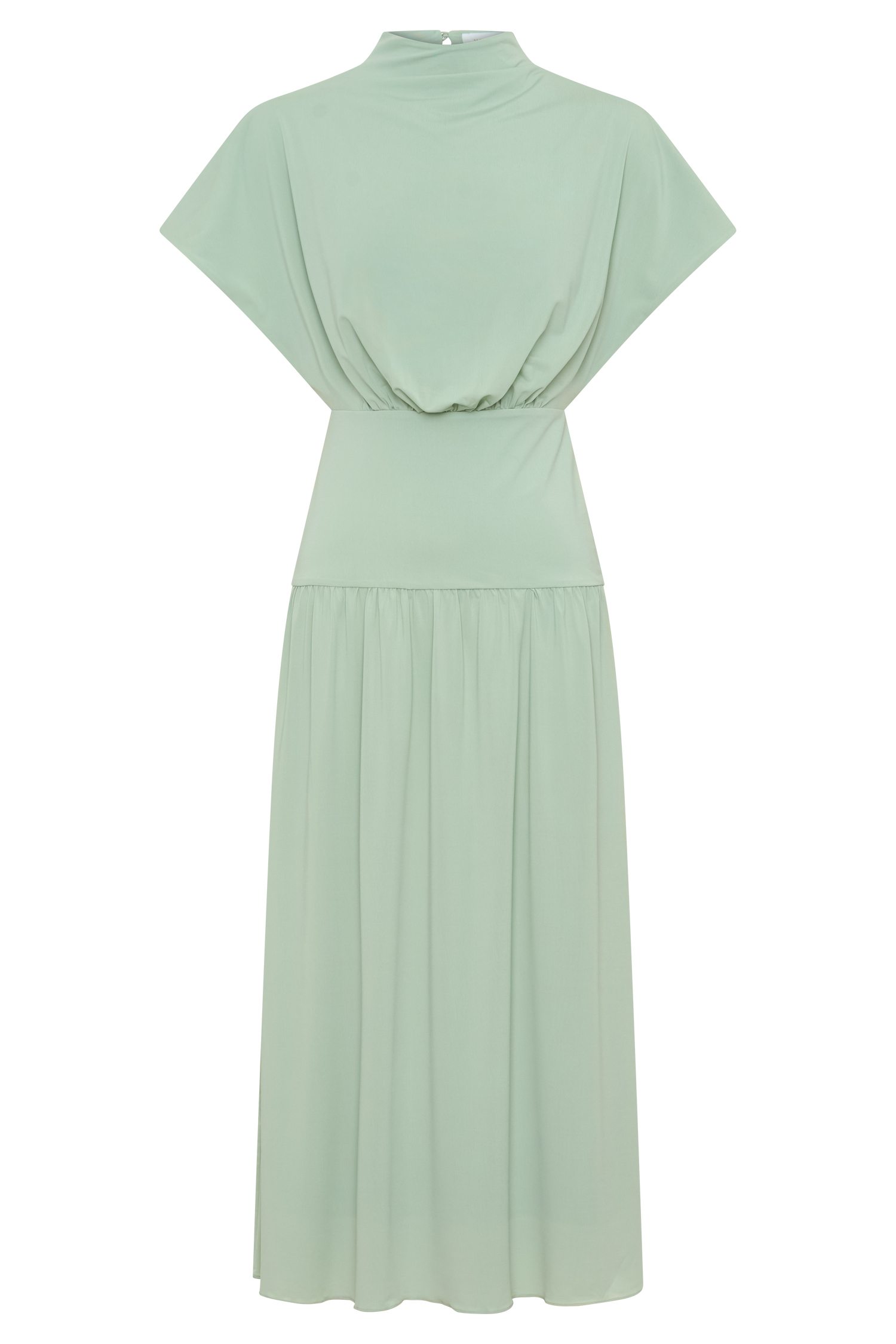 Ailla High Neck Cowl Midi Dress - Aqua Grey