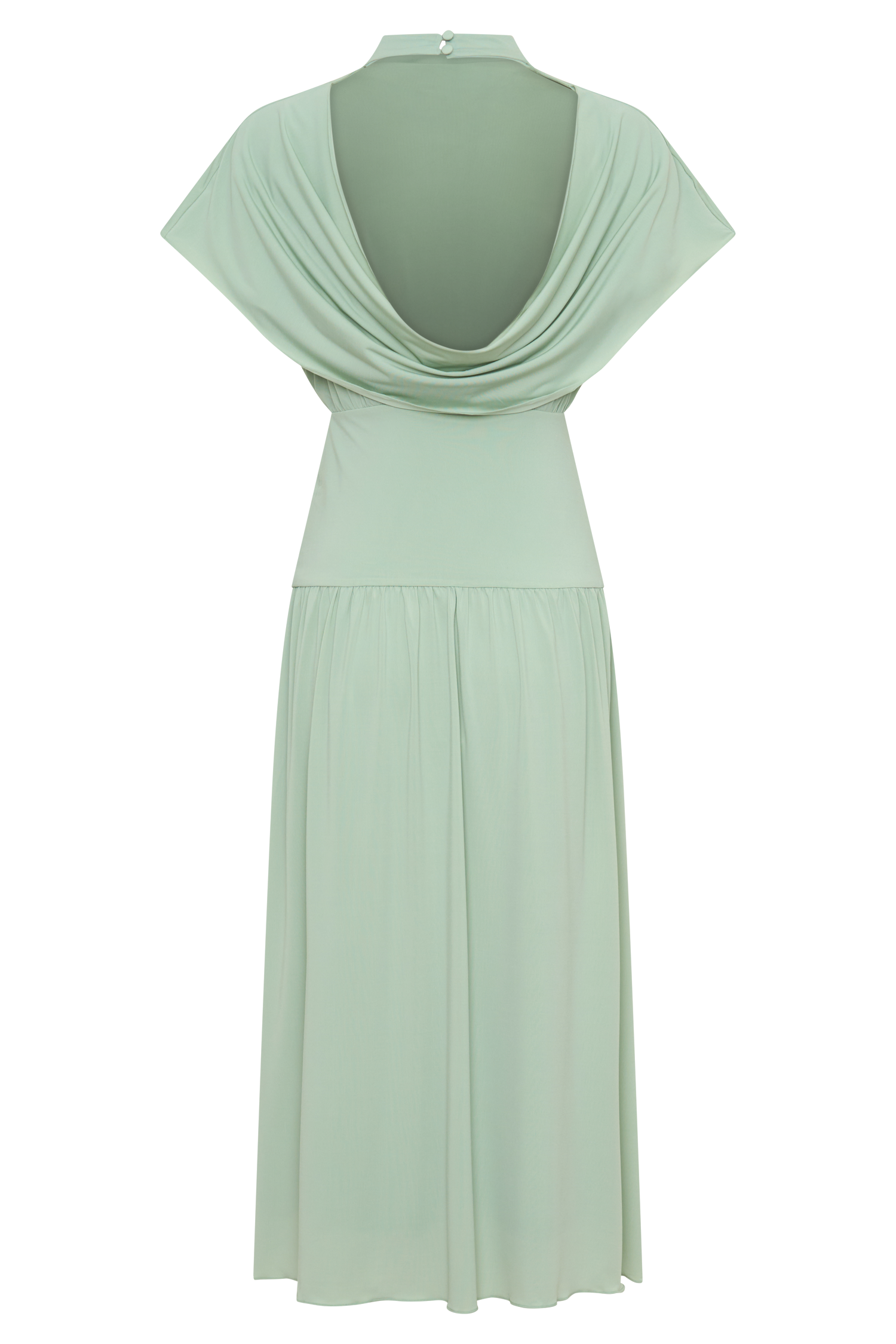 Ailla High Neck Cowl Midi Dress - Aqua Grey