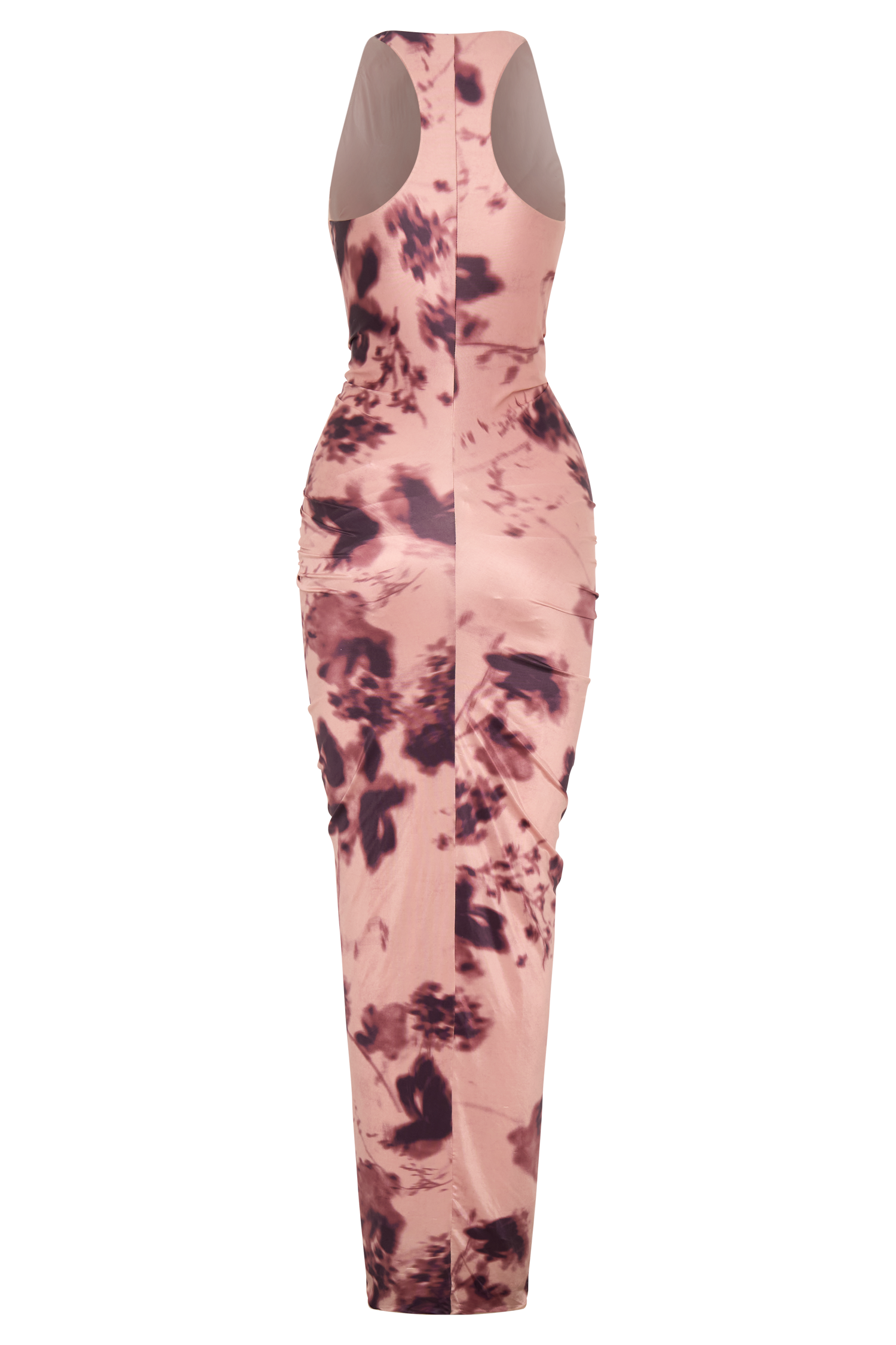Alessandra Slinky Ruffle Maxi Dress - Pink Blurred Floral Print