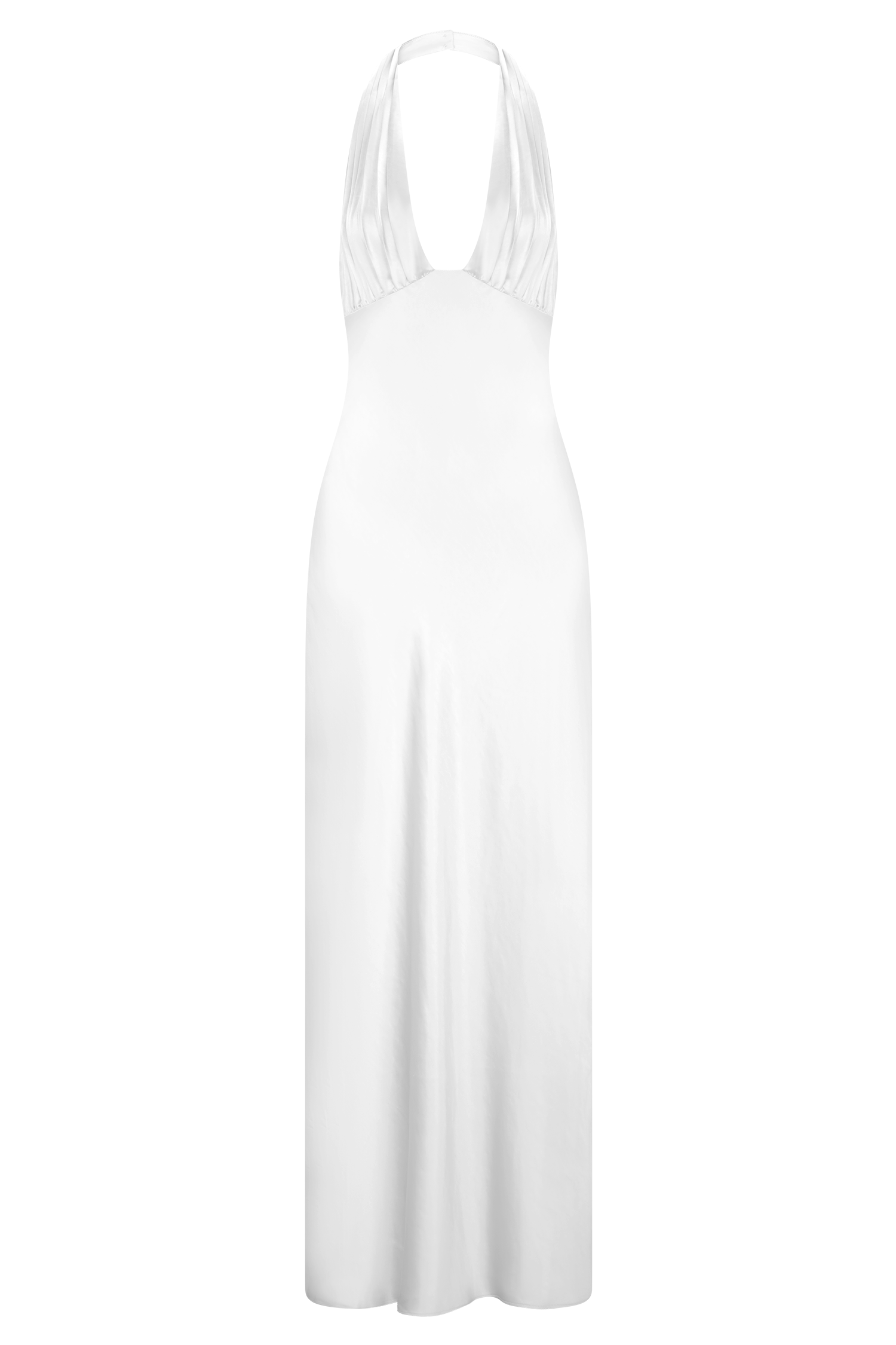 Alice Satin Halter Maxi Dress - White
