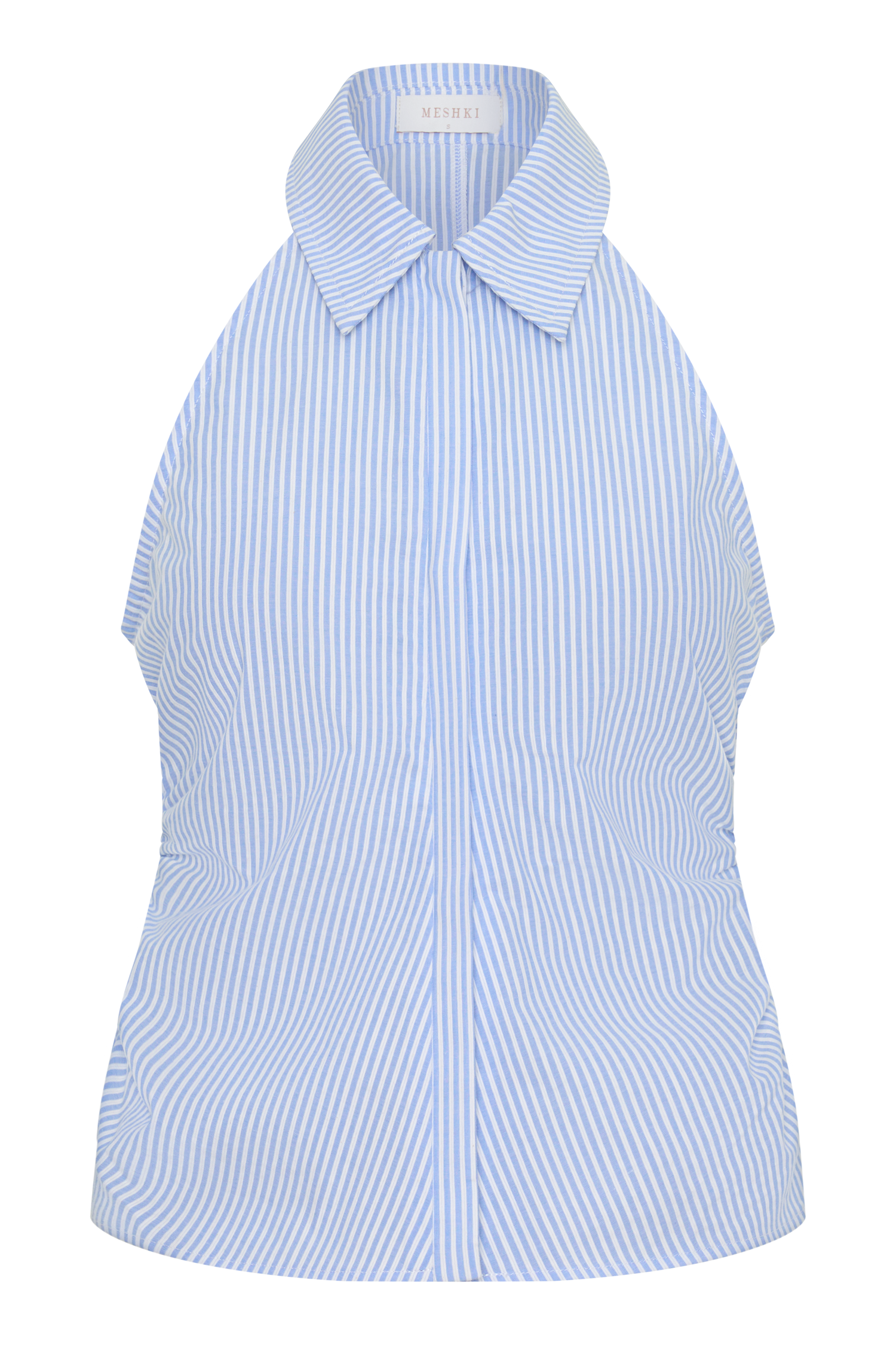 Allison Halter Sleeveless Shirt - Blue Pinstripe