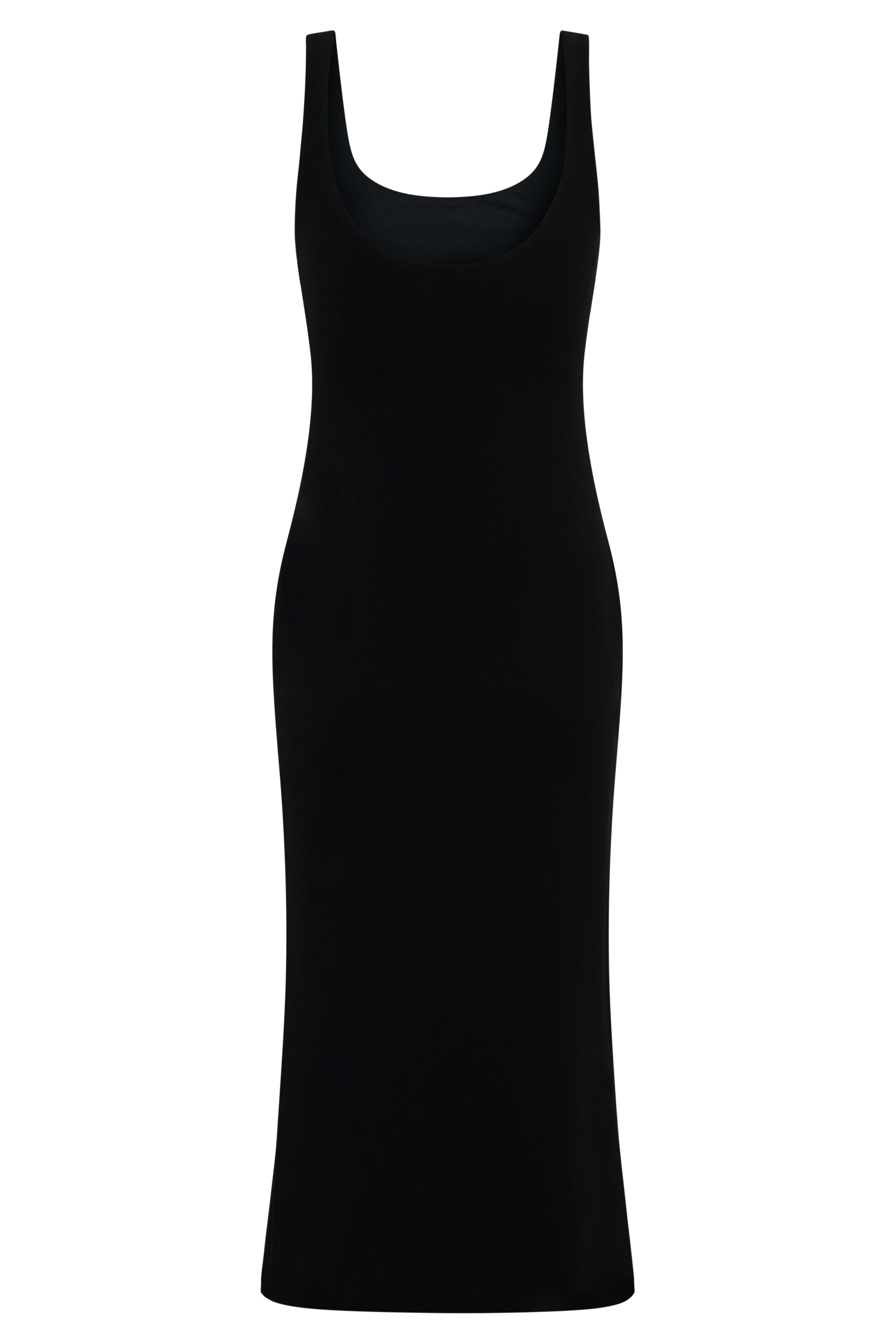 Allyra Scoop Stretch Crepe Midi Dress - Black