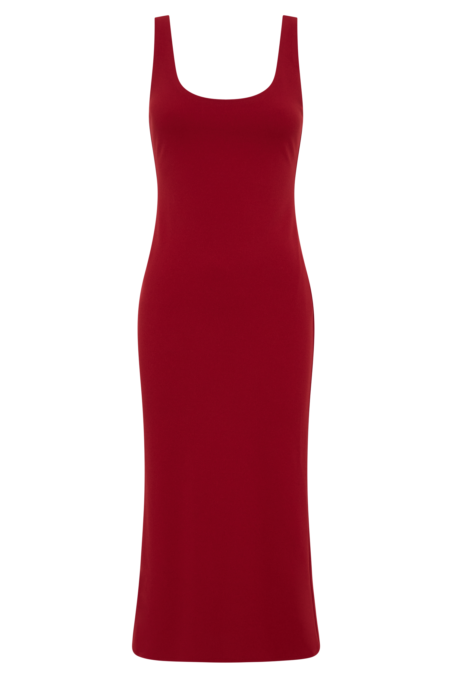 Allyra Scoop Stretch Crepe Midi Dress - Red