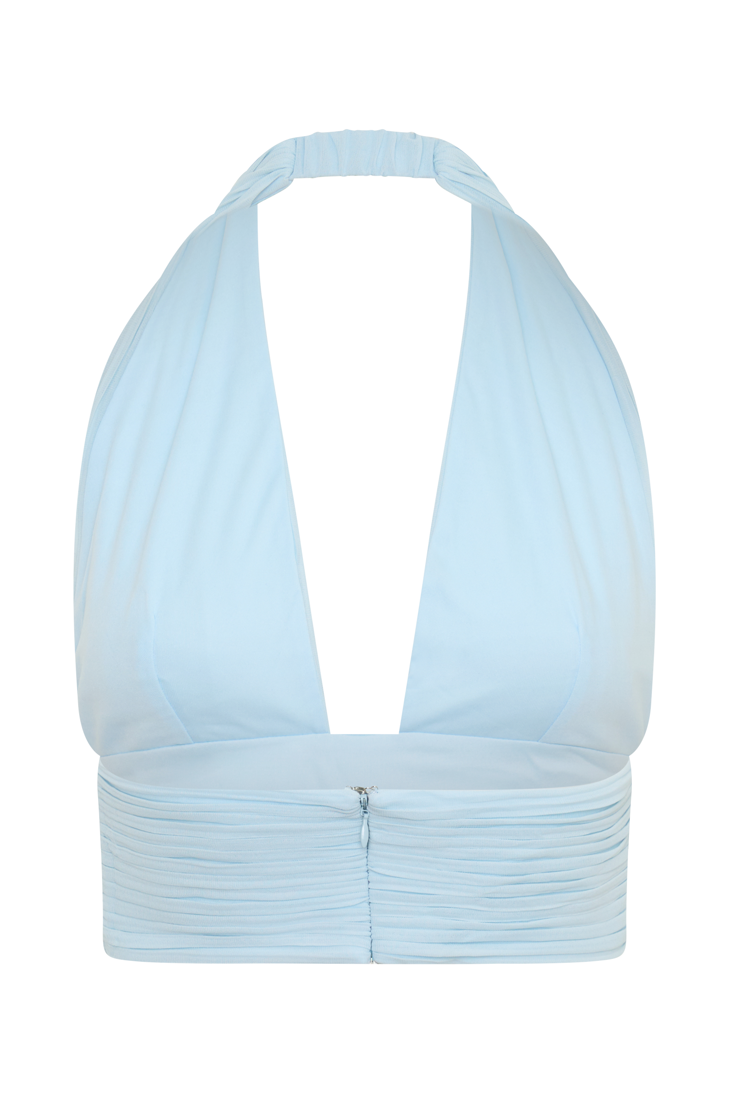 Amaris Sleeveless Plisse Halter Top - Pale Blue