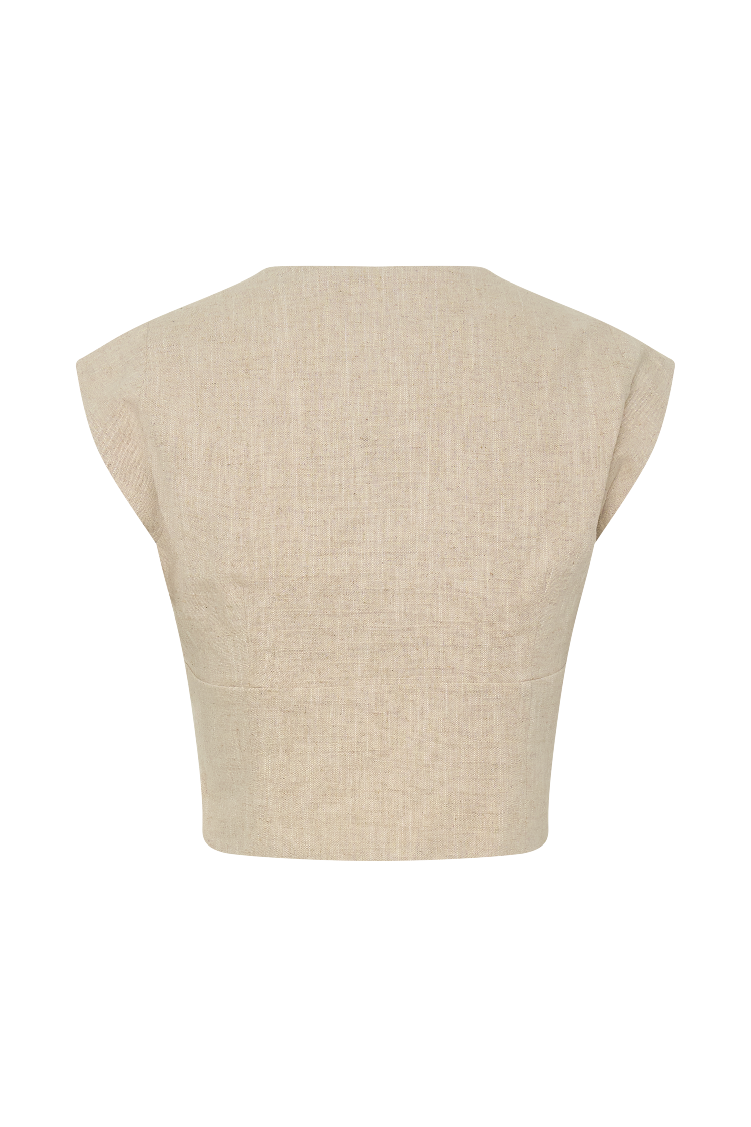 Anahita Linen Front Bows Short Sleeve Top - Natural