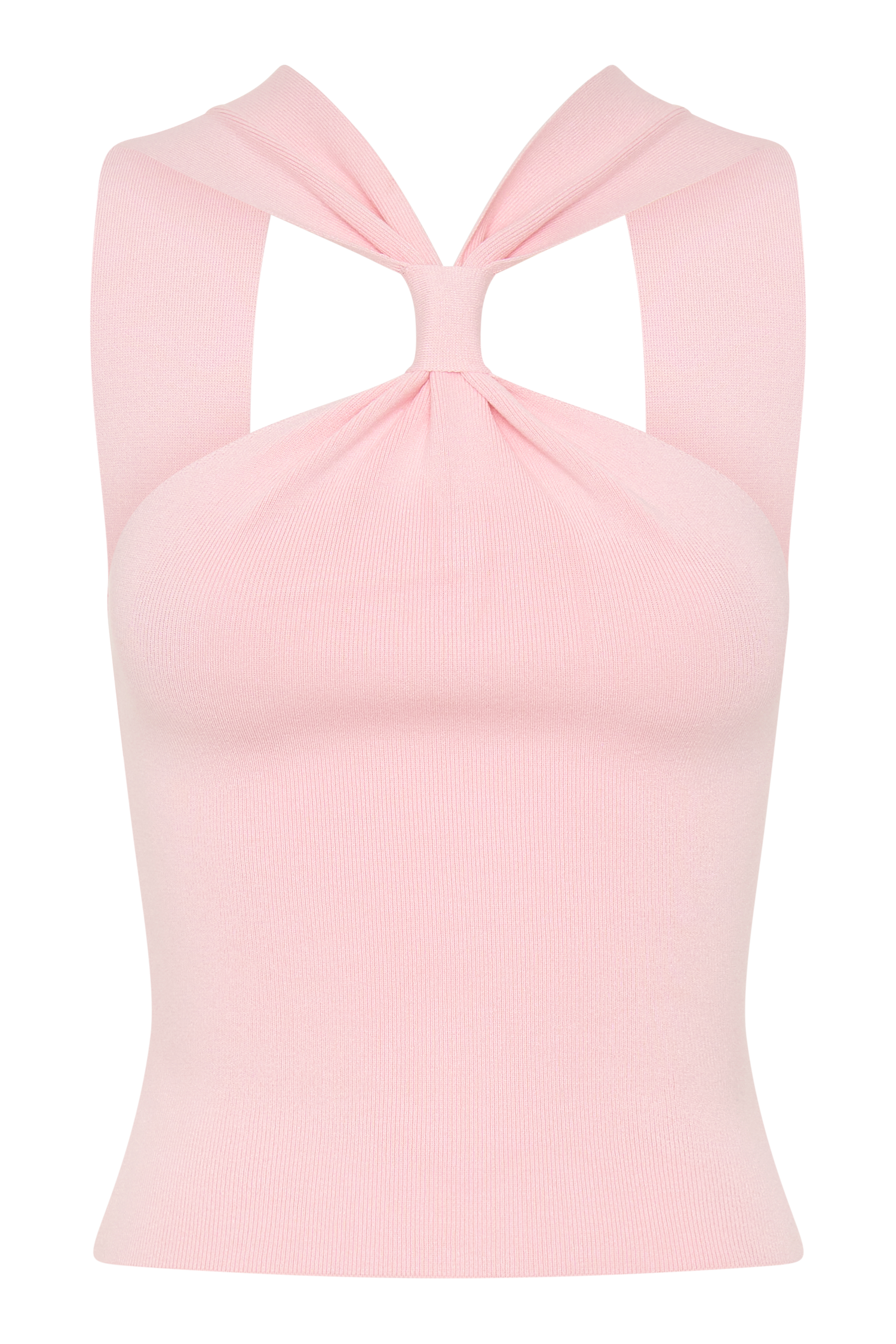 Angelika Twist Front Knit Top - Baby Pink