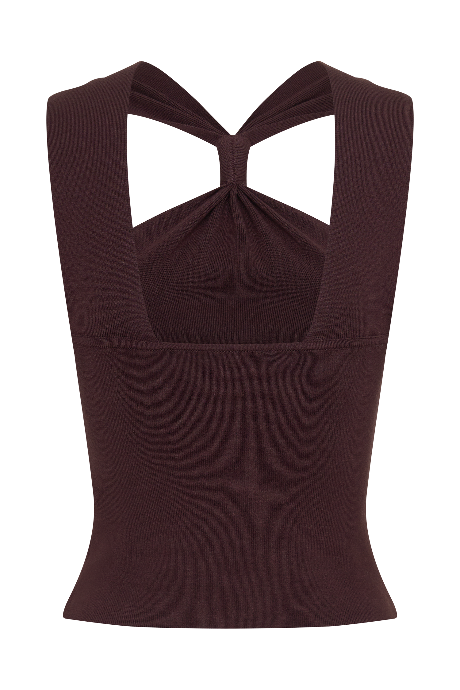 Angelika Twist Front Knit Top - Chocolate