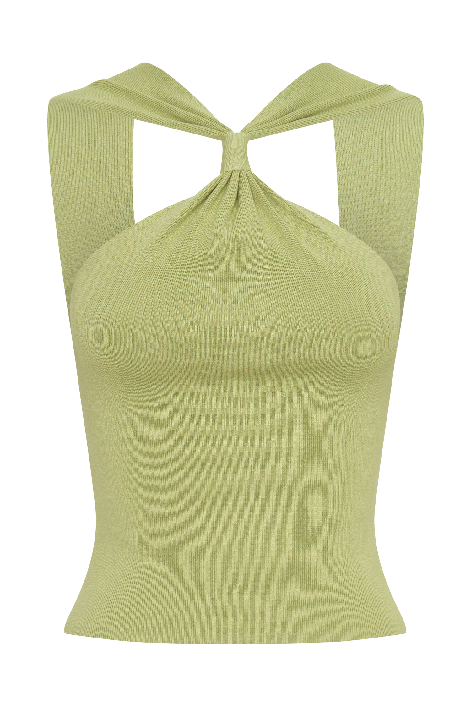 Angelika Twist Front Knit Top - Light Olive