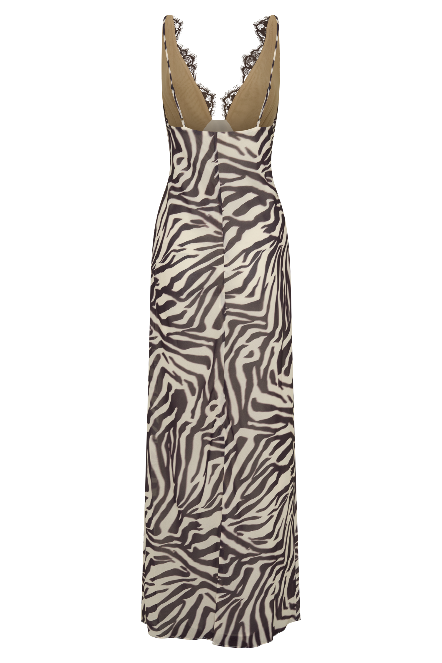 Angeline Lace And Chiffon Maxi Dress - Abstract Zebra Print