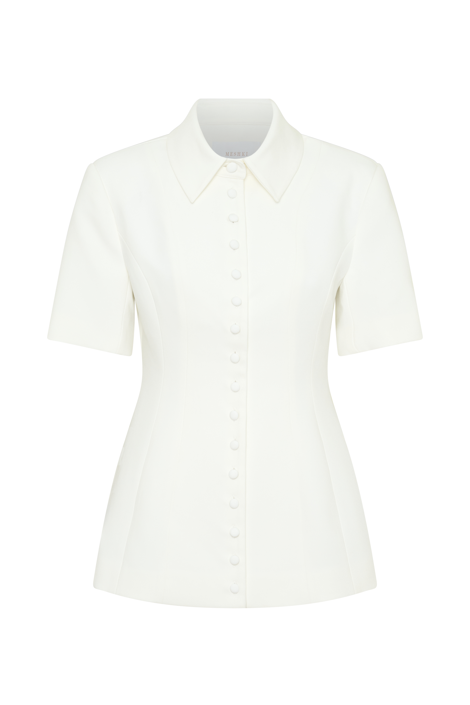 Ariella Button Up Short Sleeves Top - White