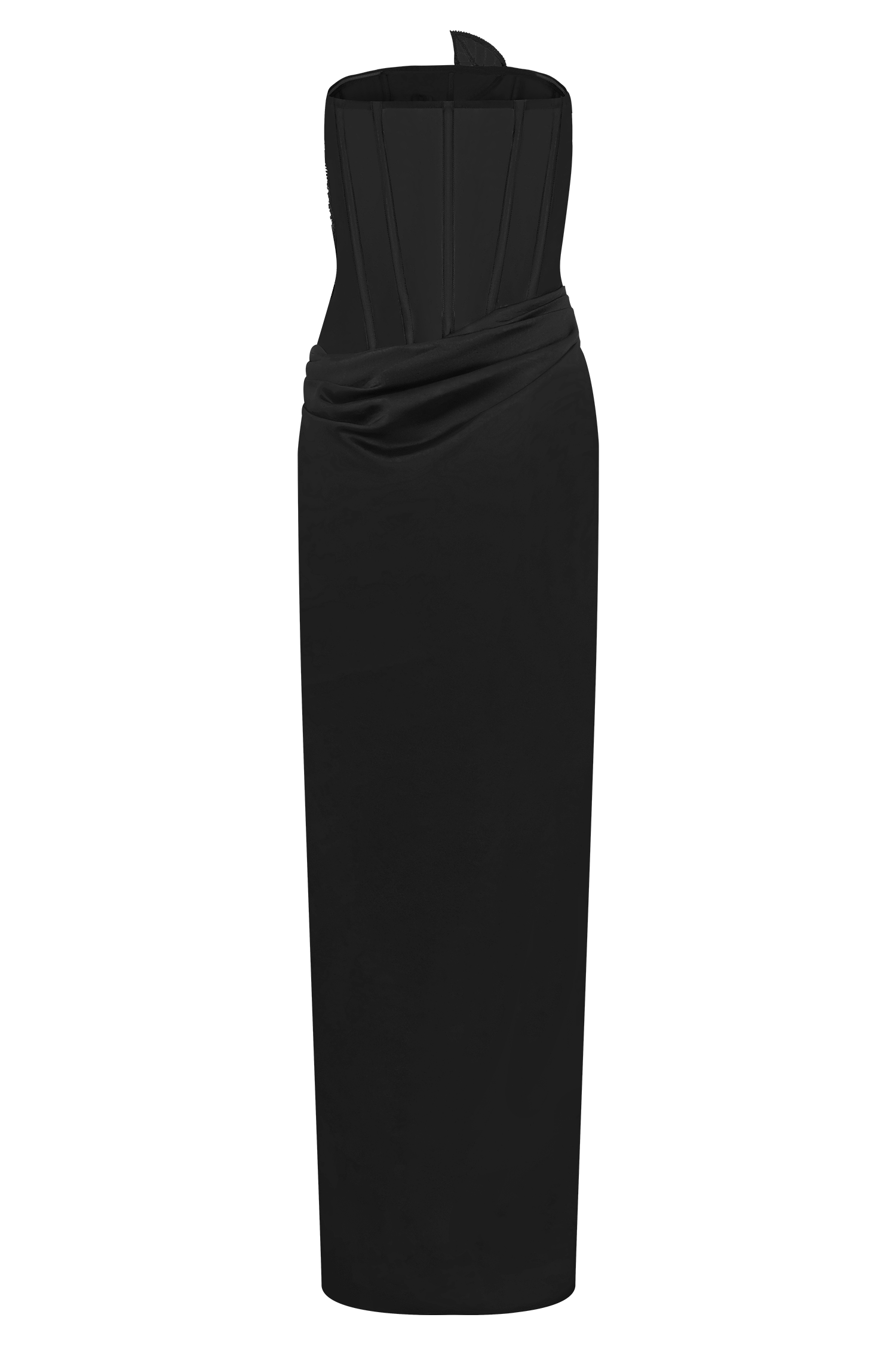 Asha Floral Mesh And Satin Maxi Dress - Black