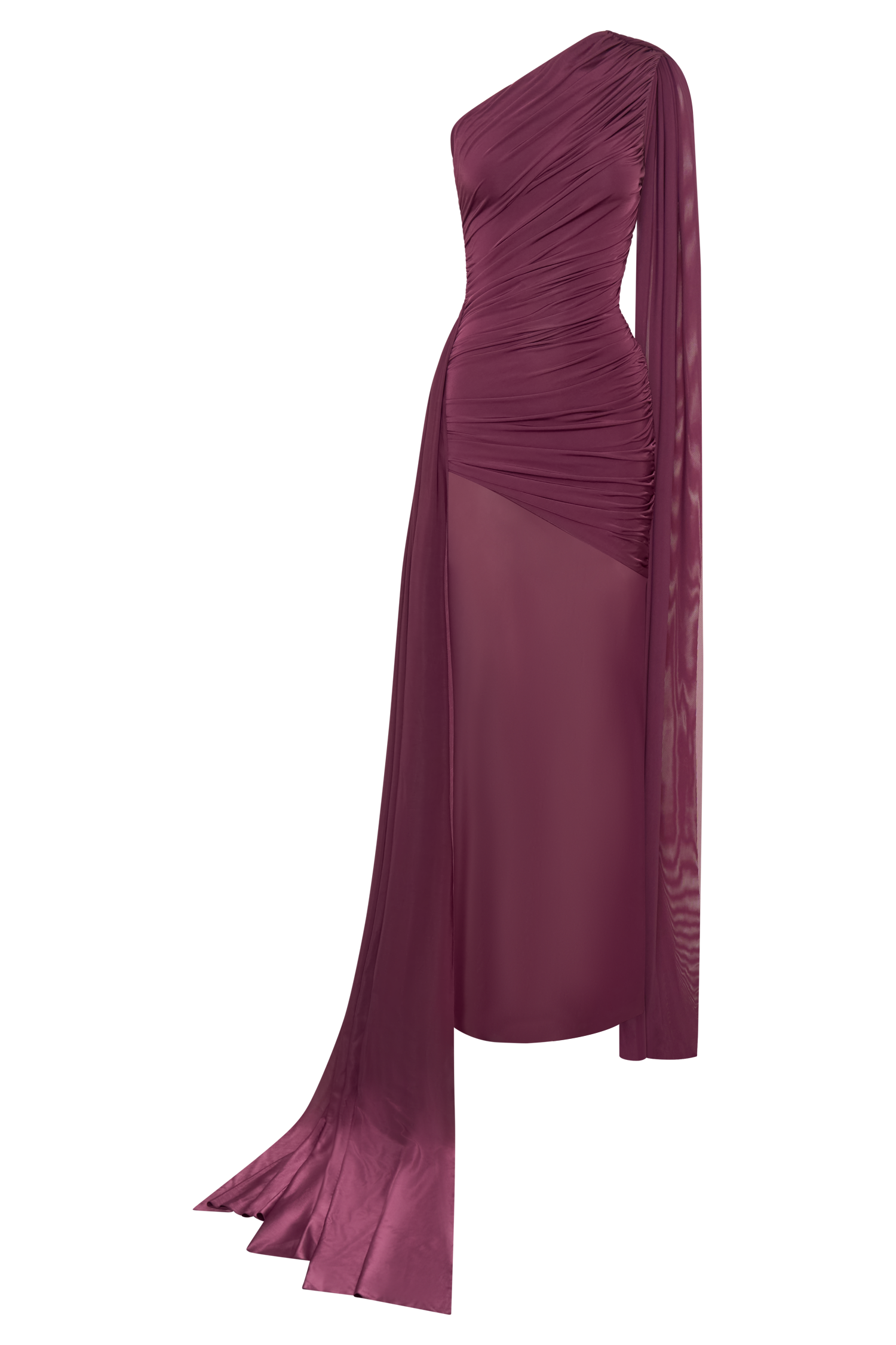 Asher Slinky One Shoulder Maxi Dress - Neutral Plum