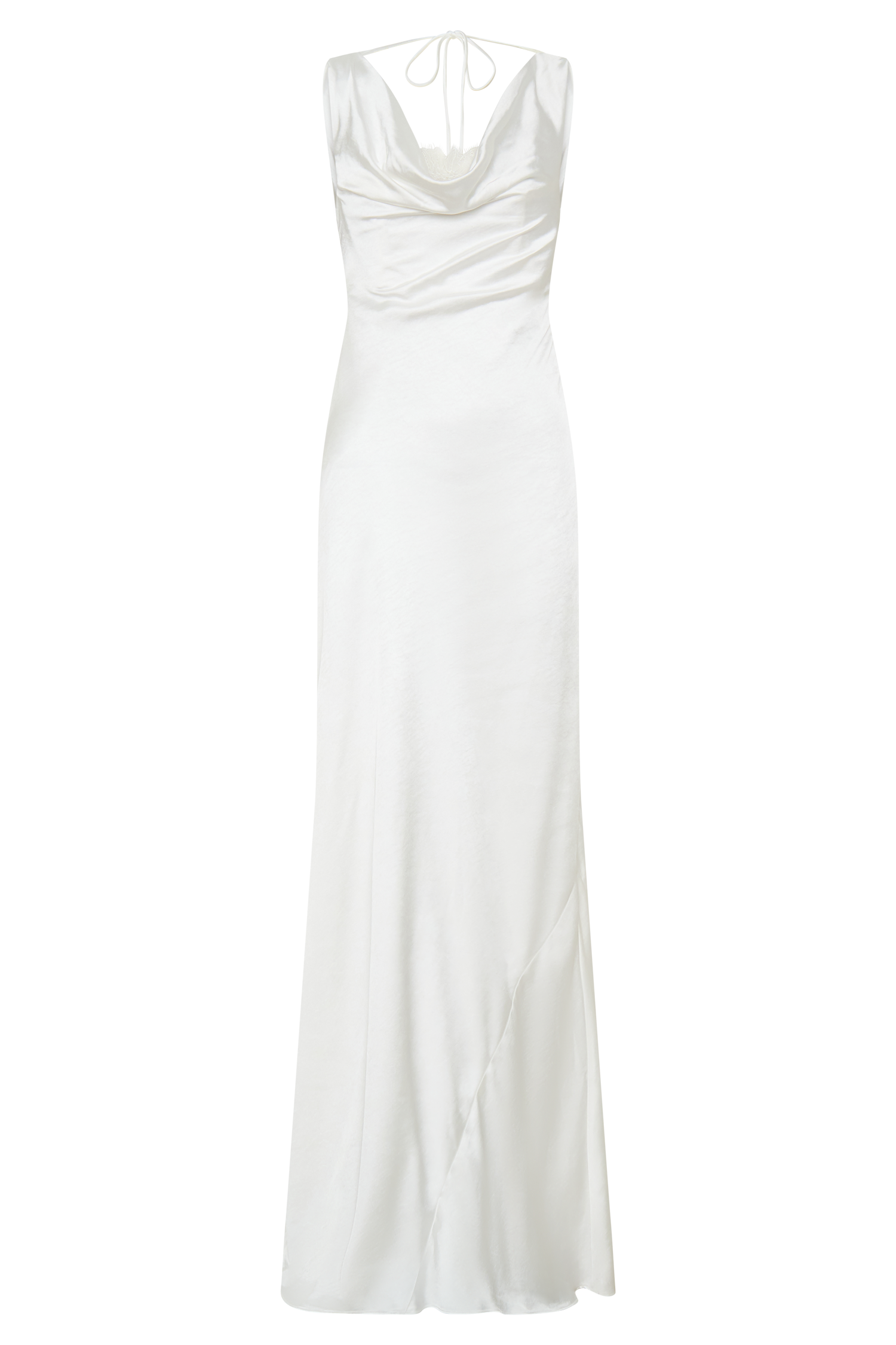 Ashley Cowl Neck Lace And Satin Maxi Dress - Ivory