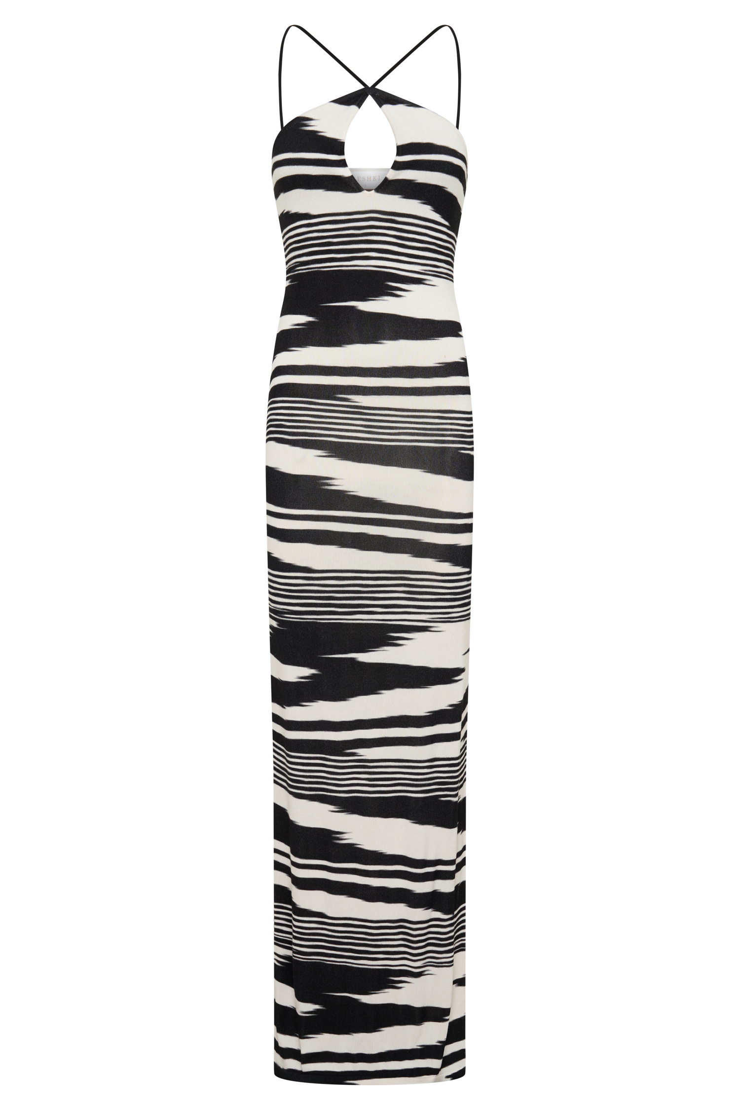 Ashtin Cross Front Knit Maxi Dress - Linear Shift Print