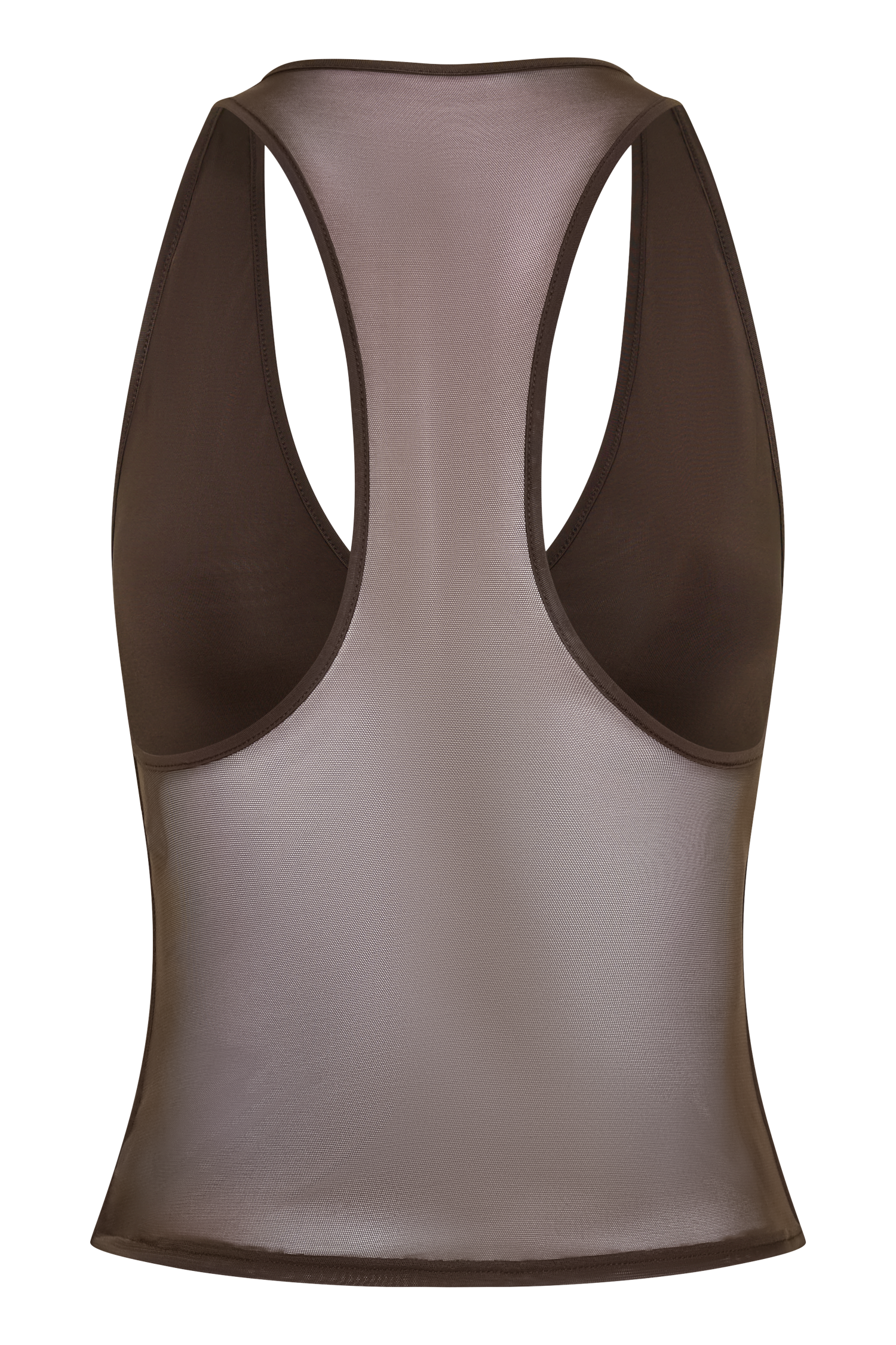 Aspyn Slinky And Mesh Top - Chocolate
