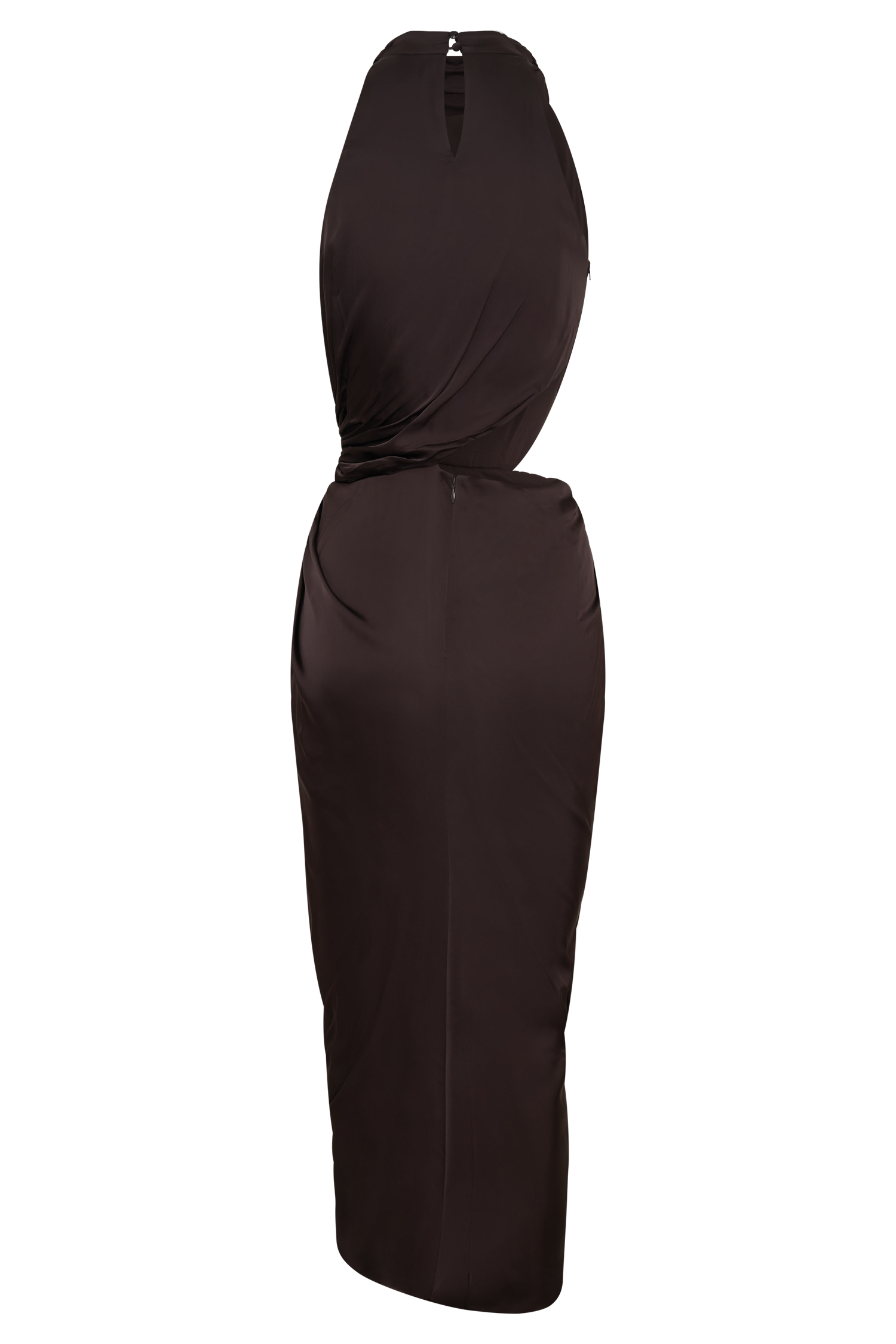 Aveline Draped Halter Midi Dress - Dark Chocolate