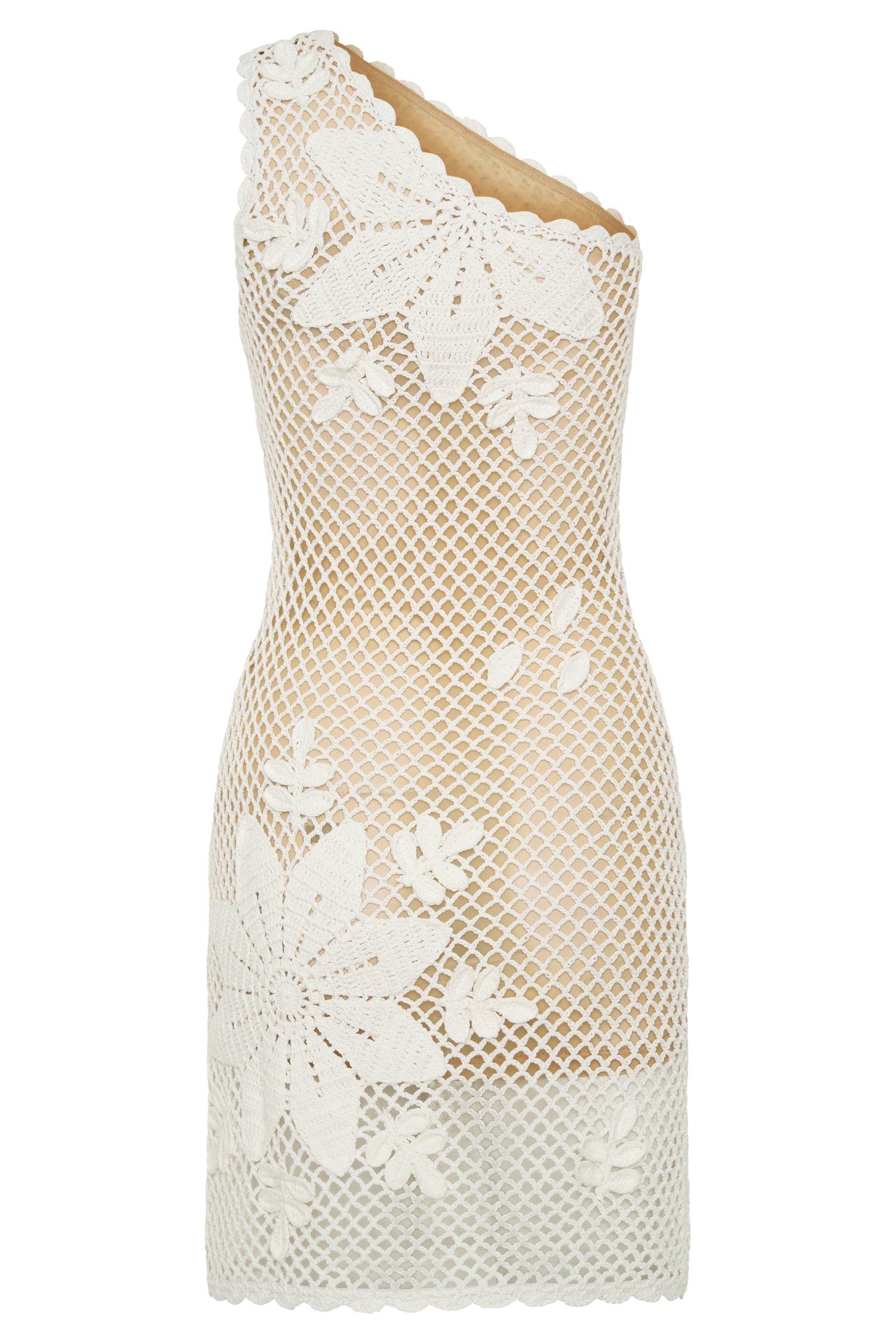 Barker Hand Crochet Knit Mini Dress - White
