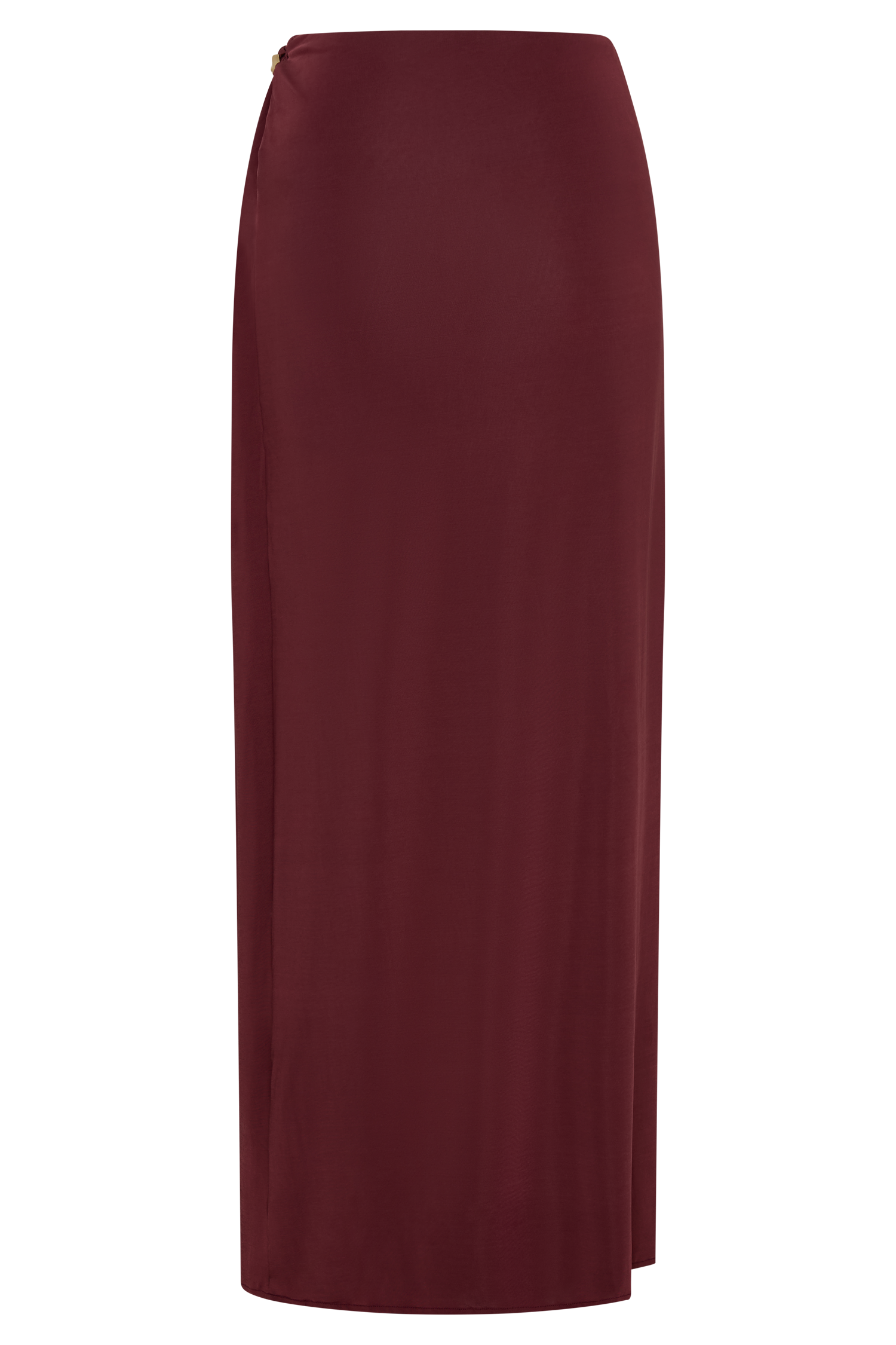 Bridget Slinky Maxi Skirt With Hardware - Burgundy