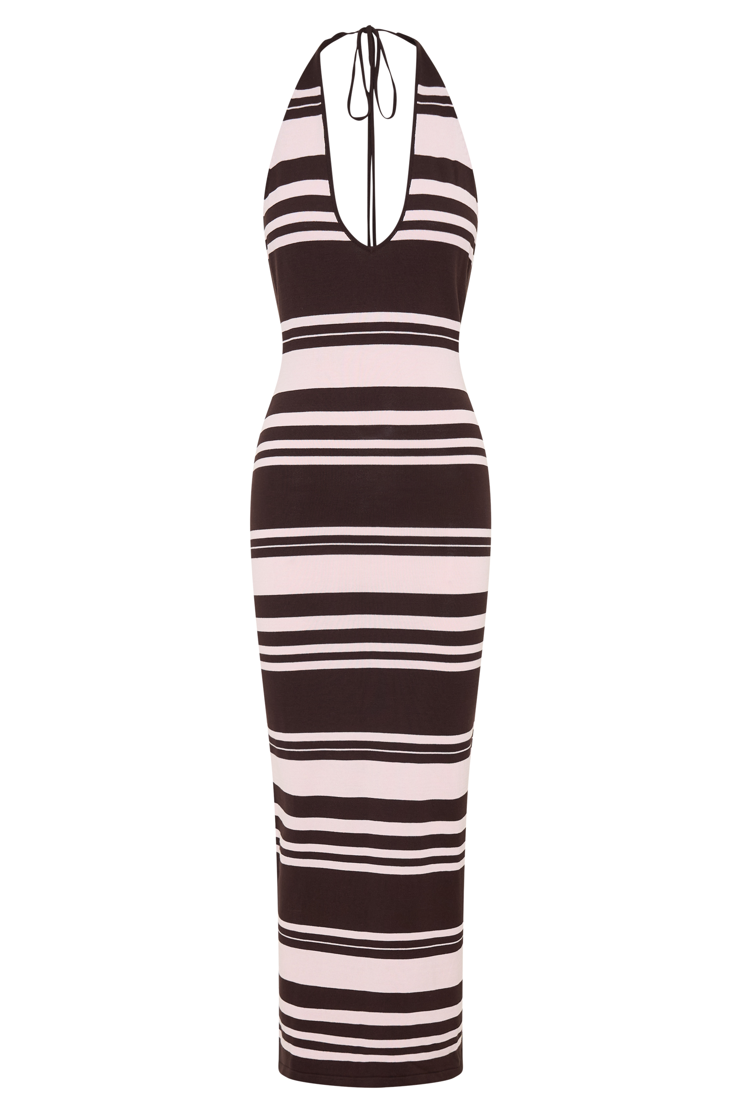 Brienne Stripe Midi Dress - Pink/Chocolate