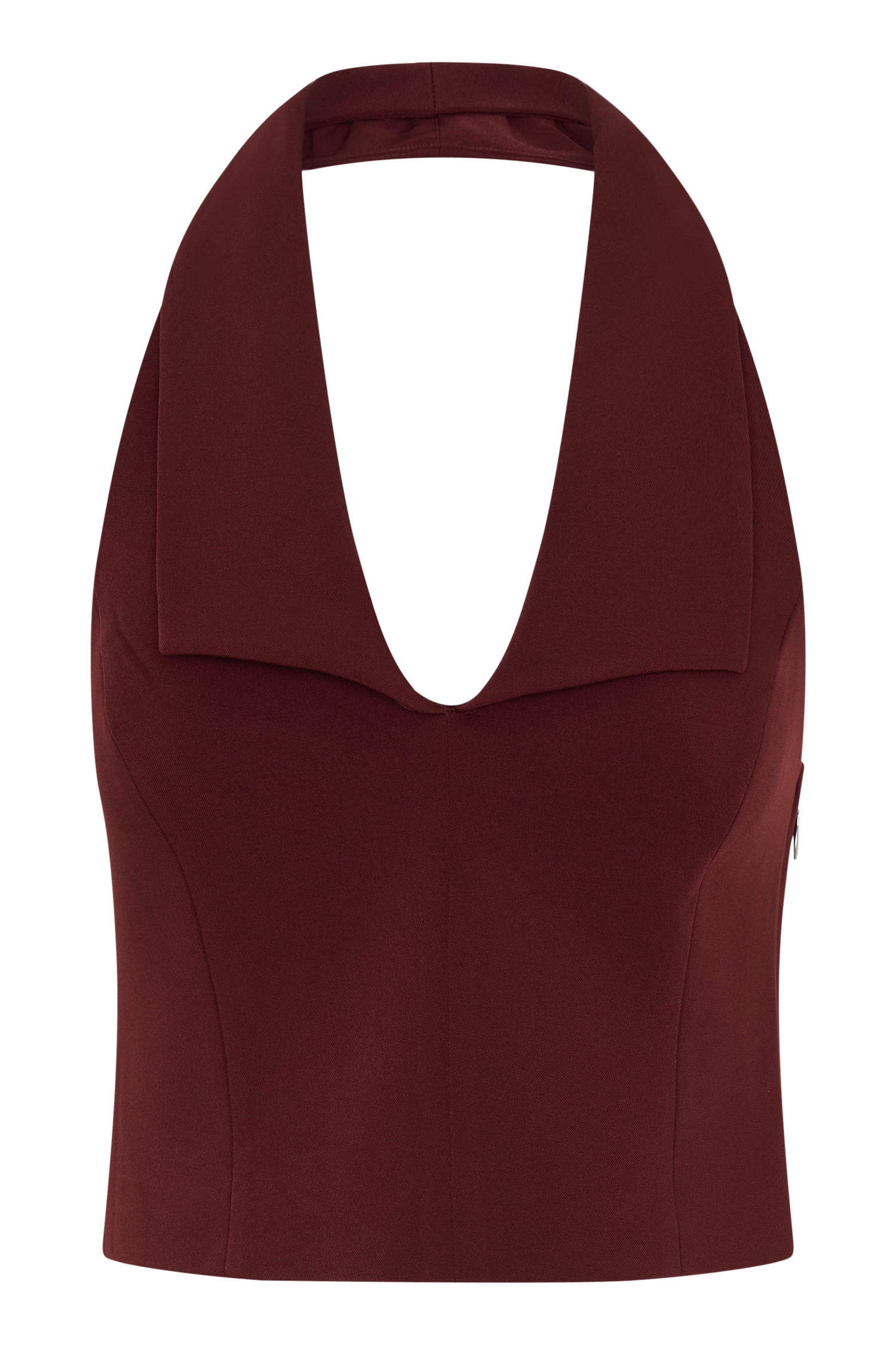 Calla Collared Sleeveless Halter Top - Merlot