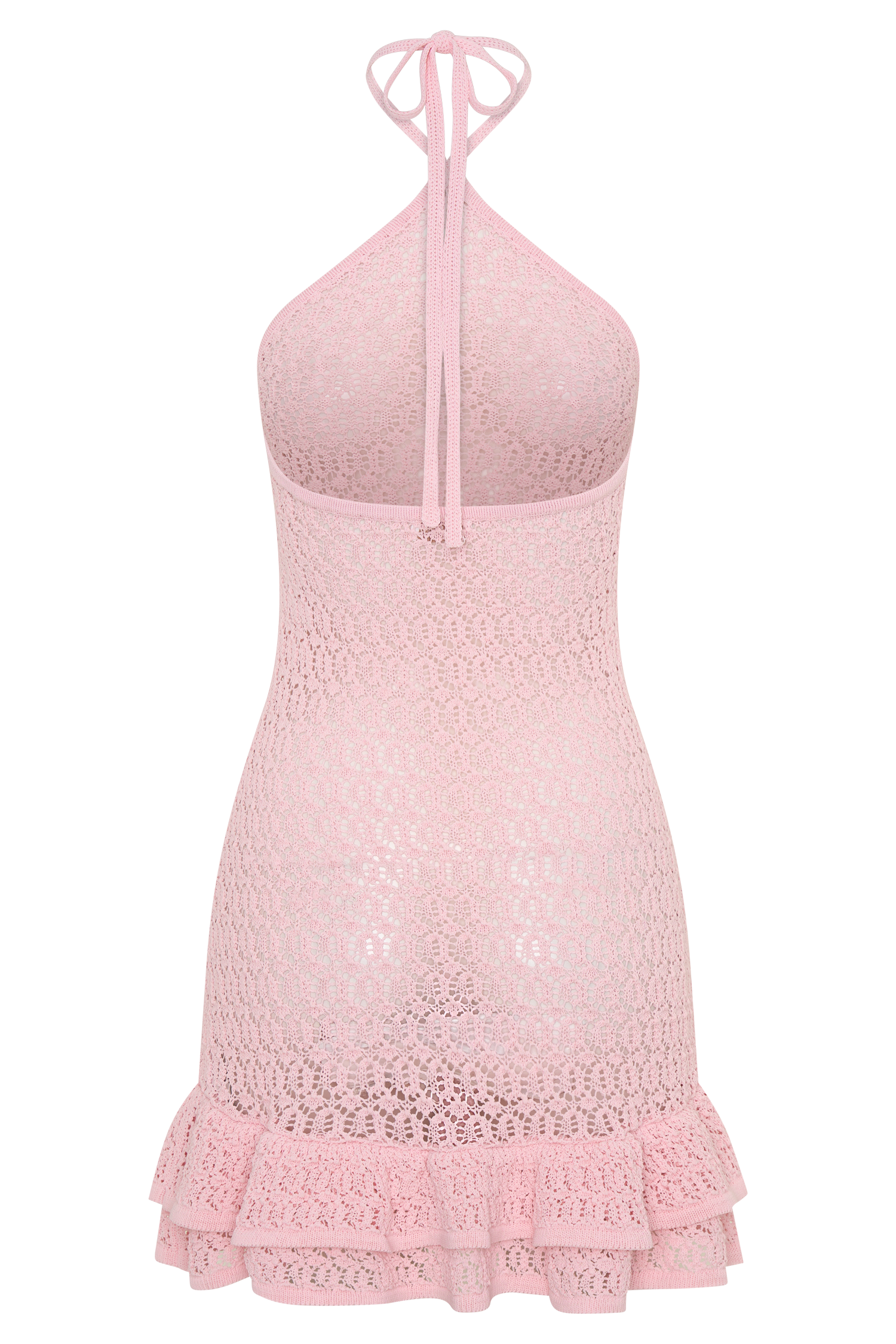 Carrisa Crochet Knit Mini Dress - Baby Pink