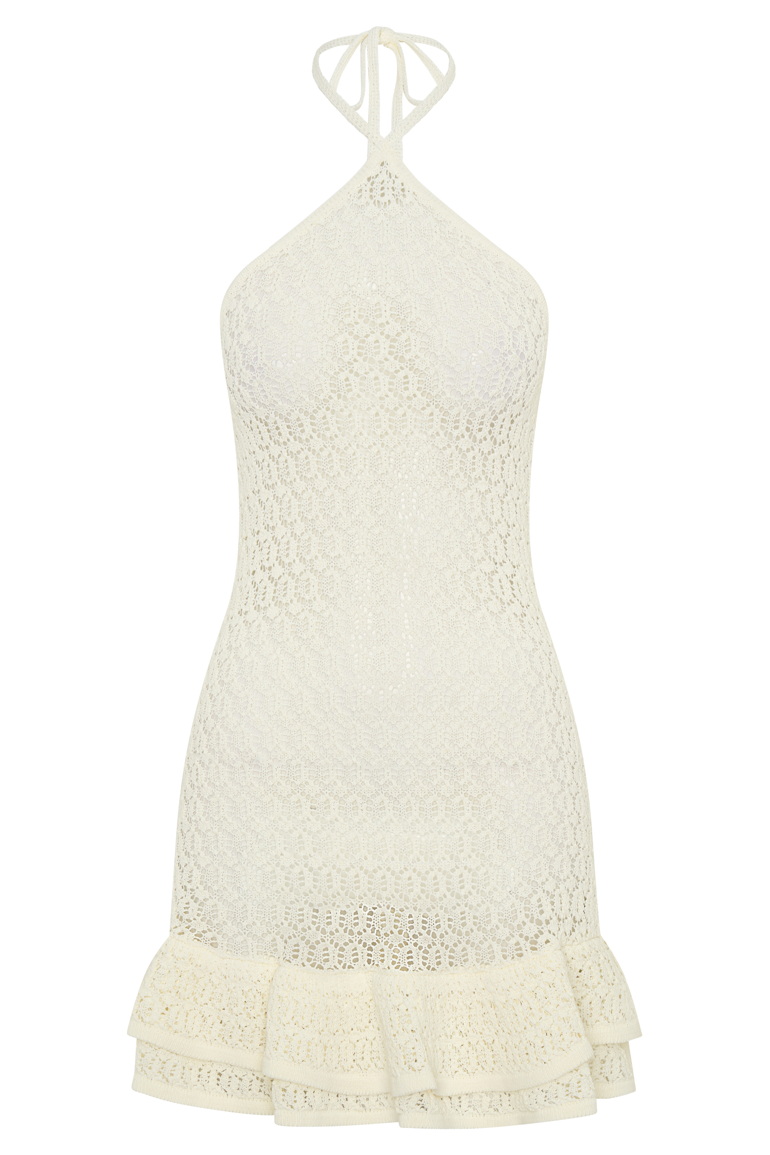 Carrisa Crochet Knit Mini Dress - White
