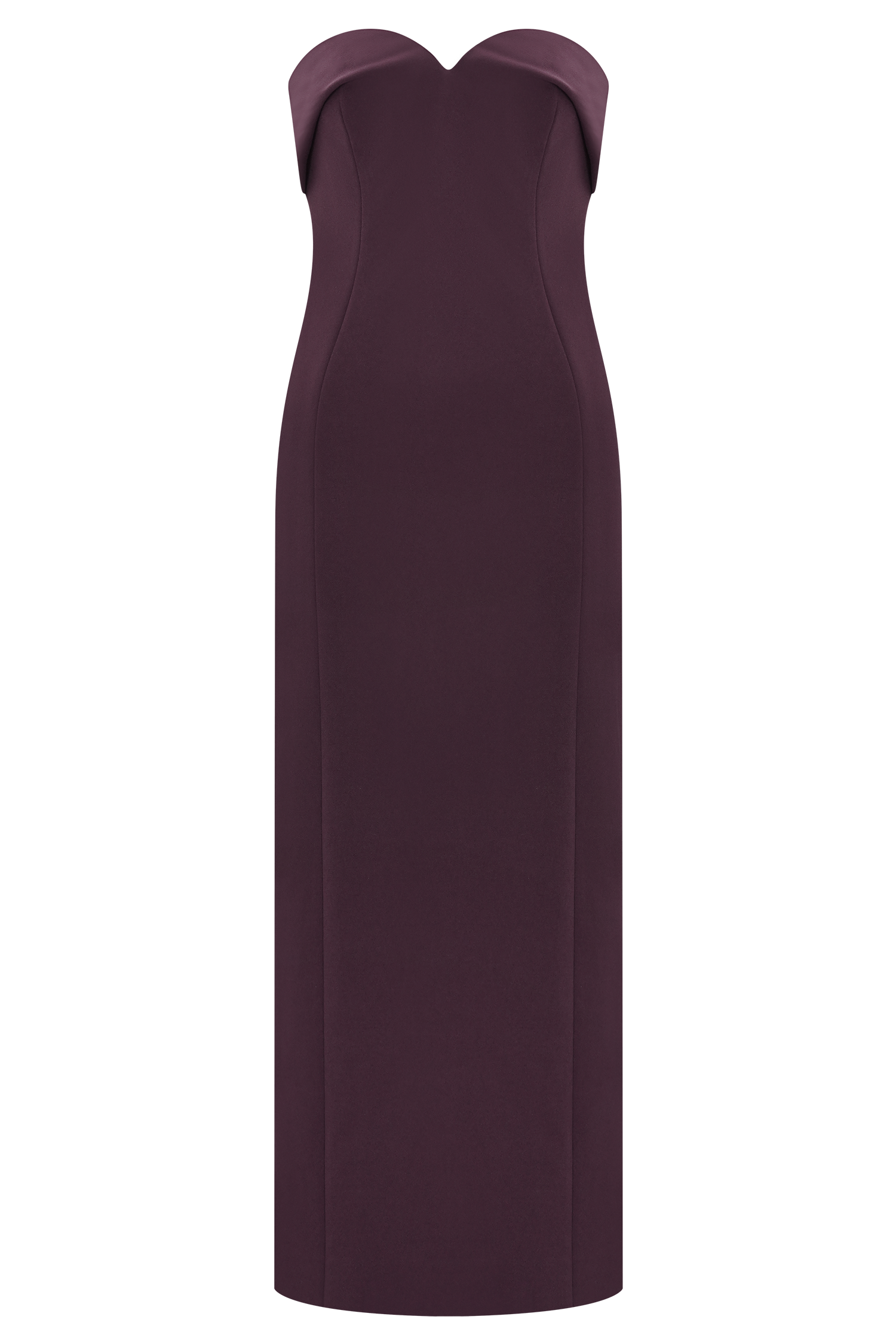 Cary Folded Strapless Crepe Midi Dress - Wine