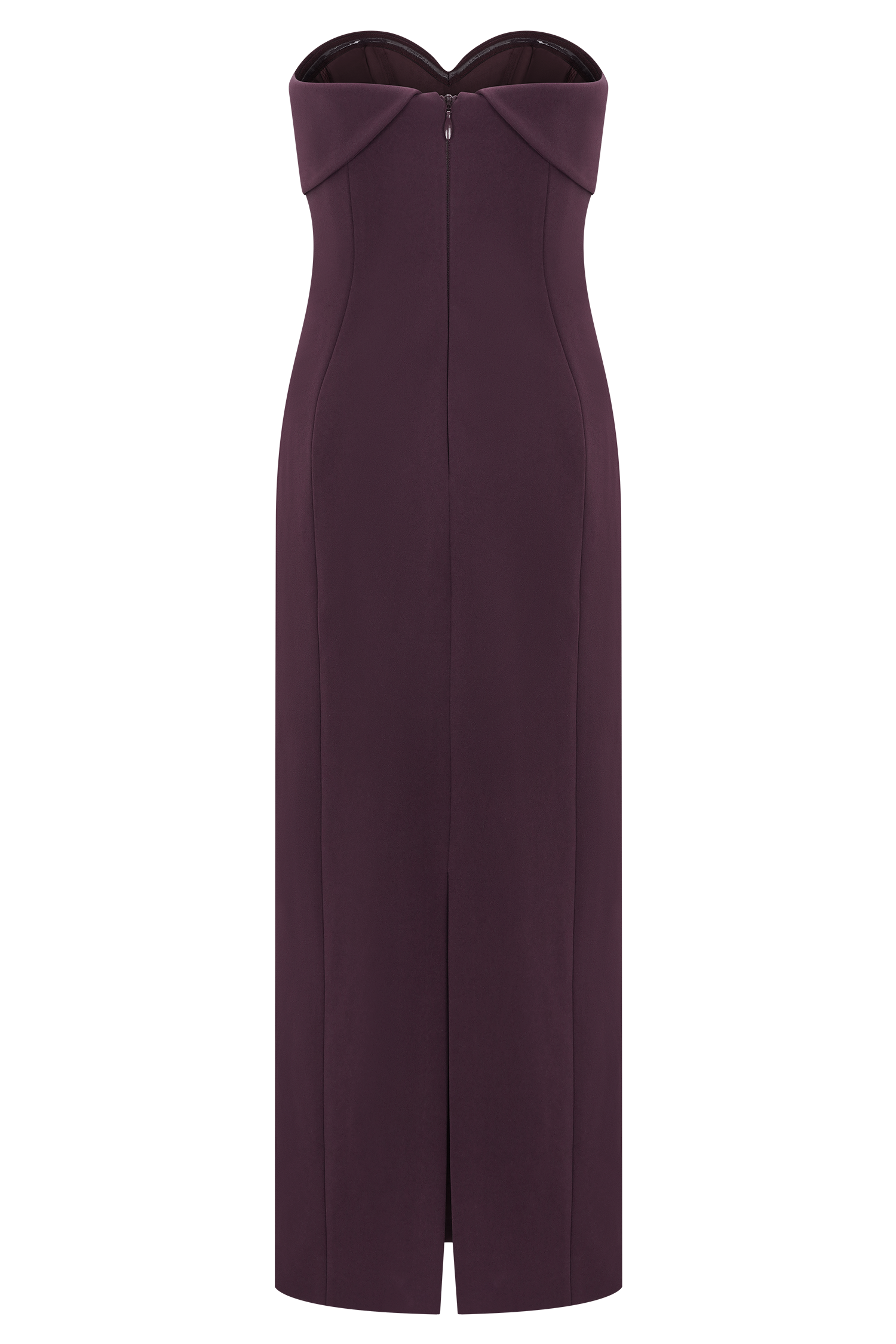 Cary Folded Strapless Crepe Midi Dress - Wine
