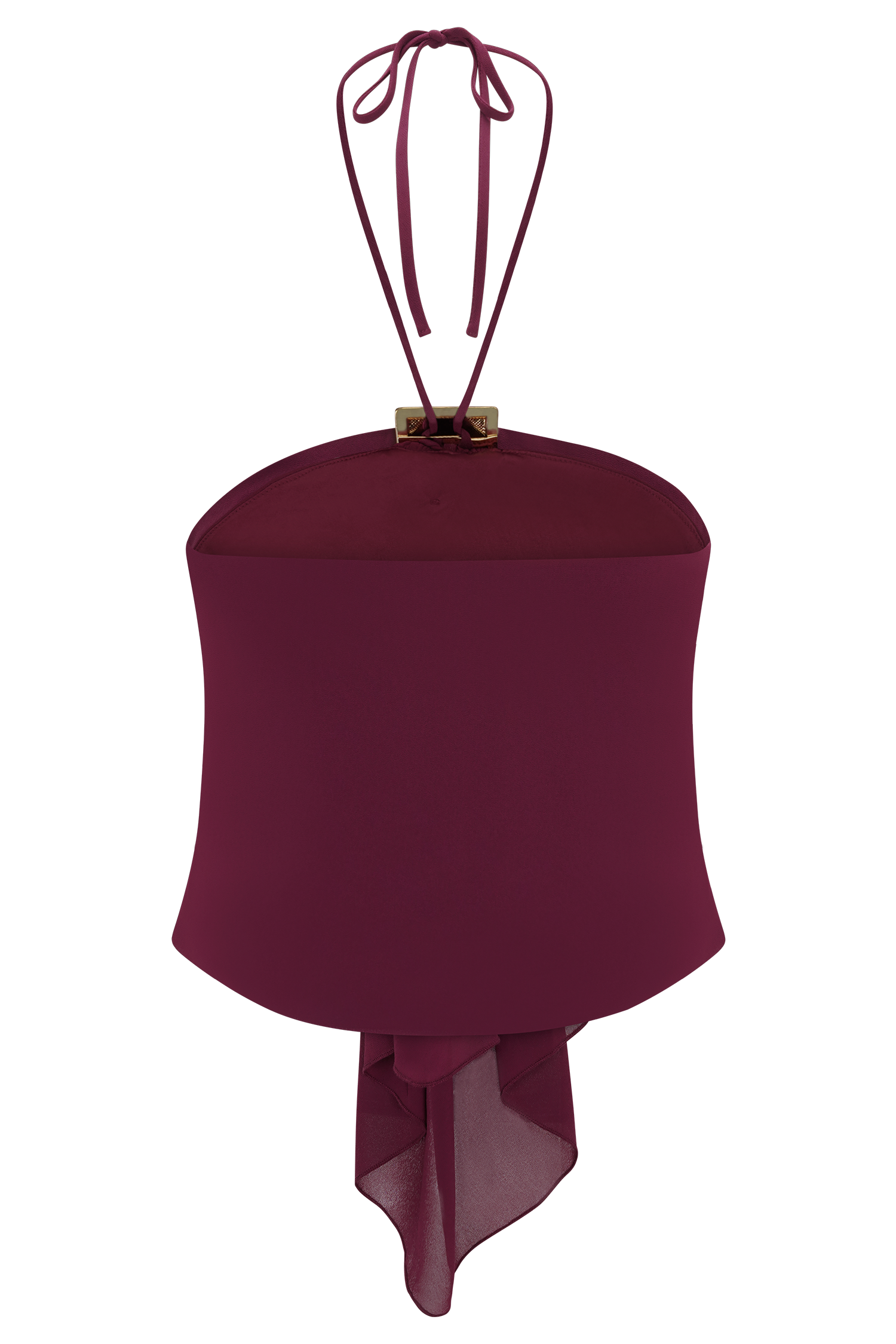Celina Chiffon Halter Top With Hardware - Cherry Red