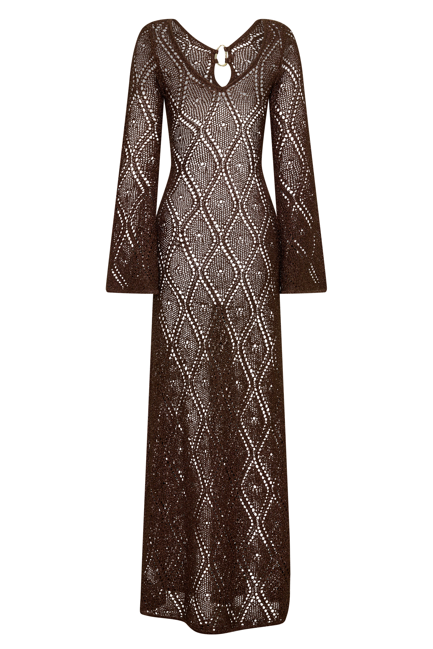 Chelsea Lurex Crochet Maxi Dress - Bronze