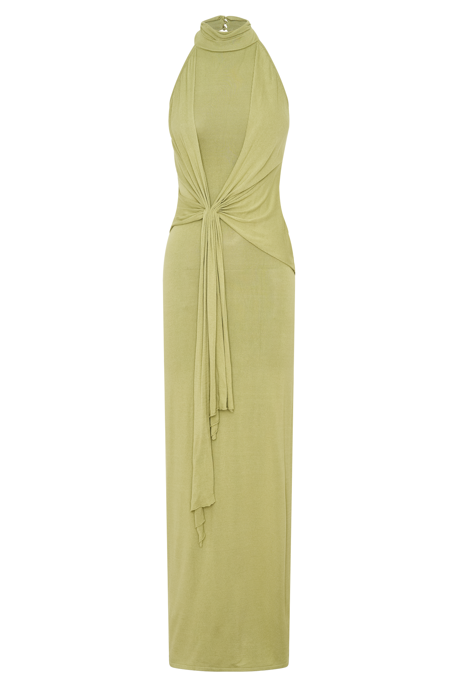 Cindylou Halter Knit Maxi Dress - Light Olive