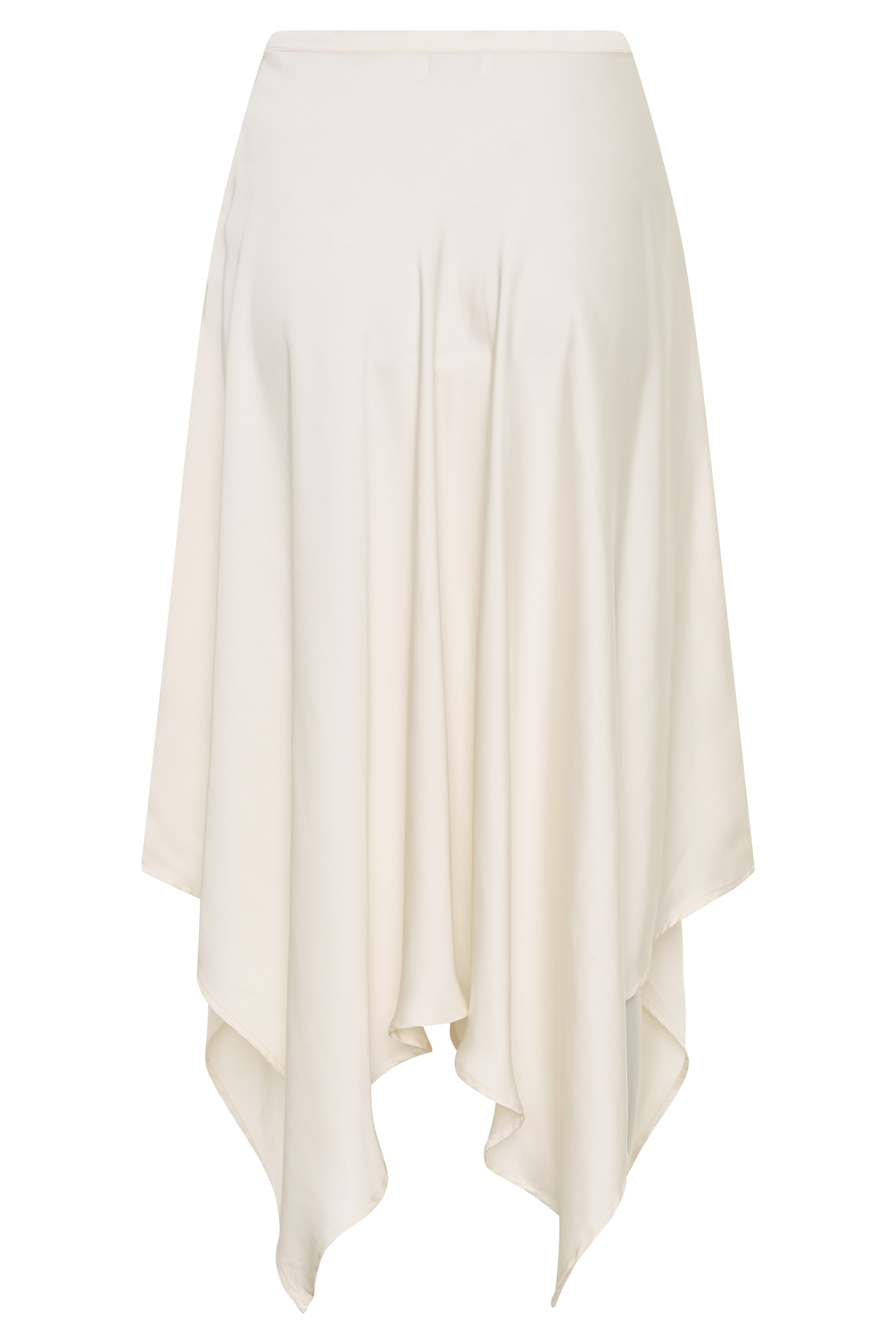 Coralie Asymmetric Satin Midi Skirt - Ivory