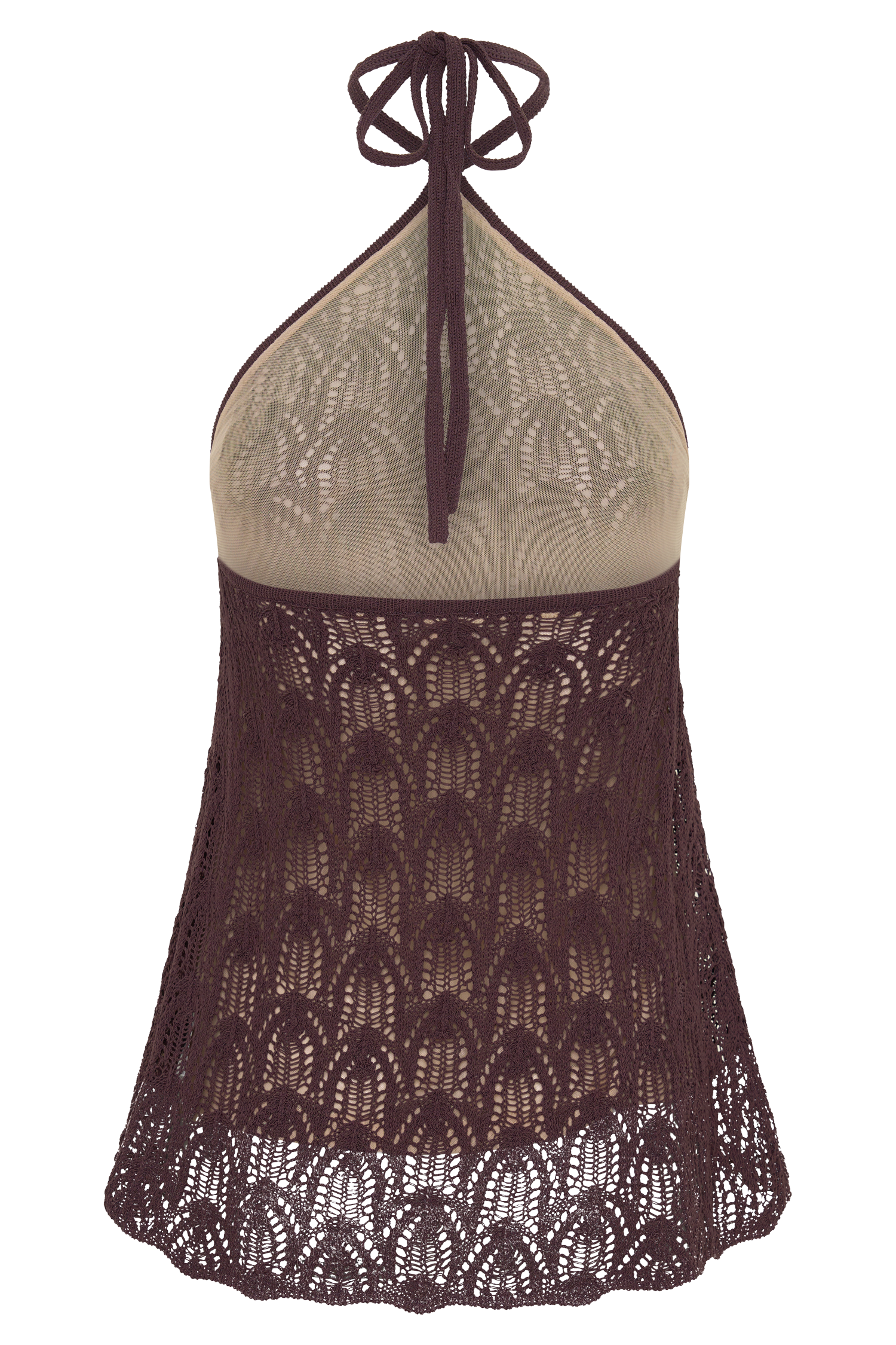 Corey Crochet Halter Neck Top - Chocolate