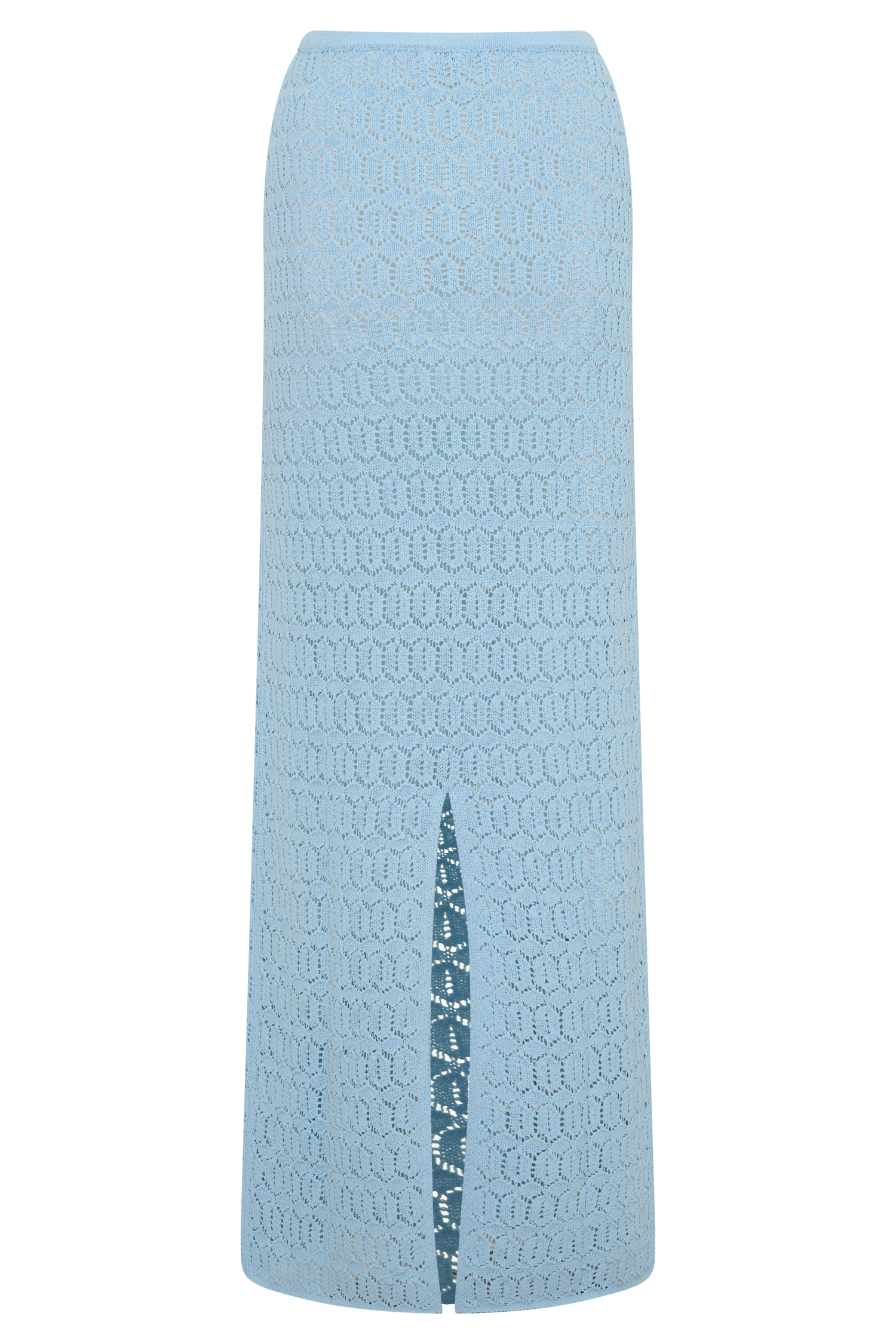 Courtney Crochet Knit Maxi Skirt - Pale Blue