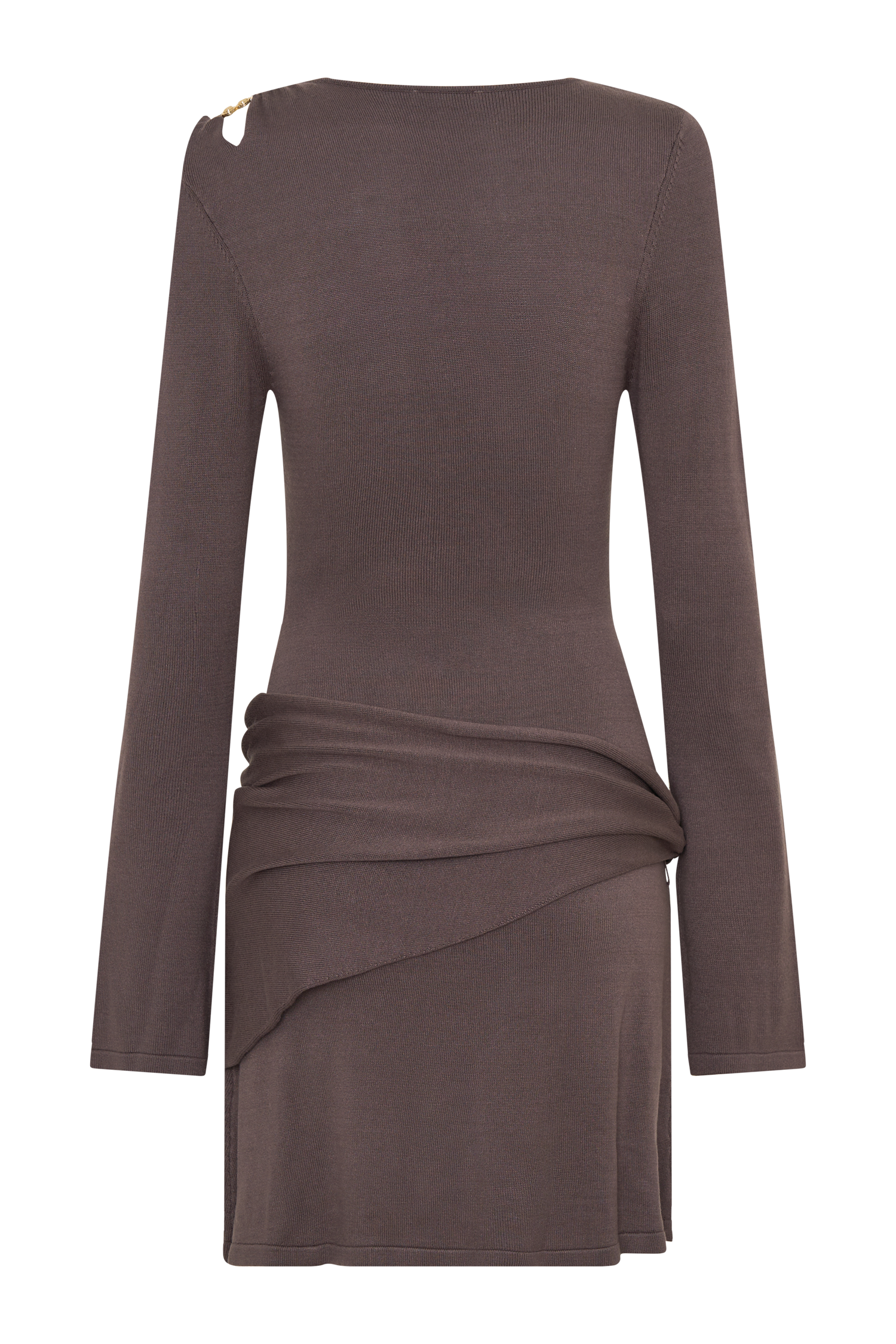 Cresida Knit Long Sleeve Mini Dress With Hardware - Peppercorn