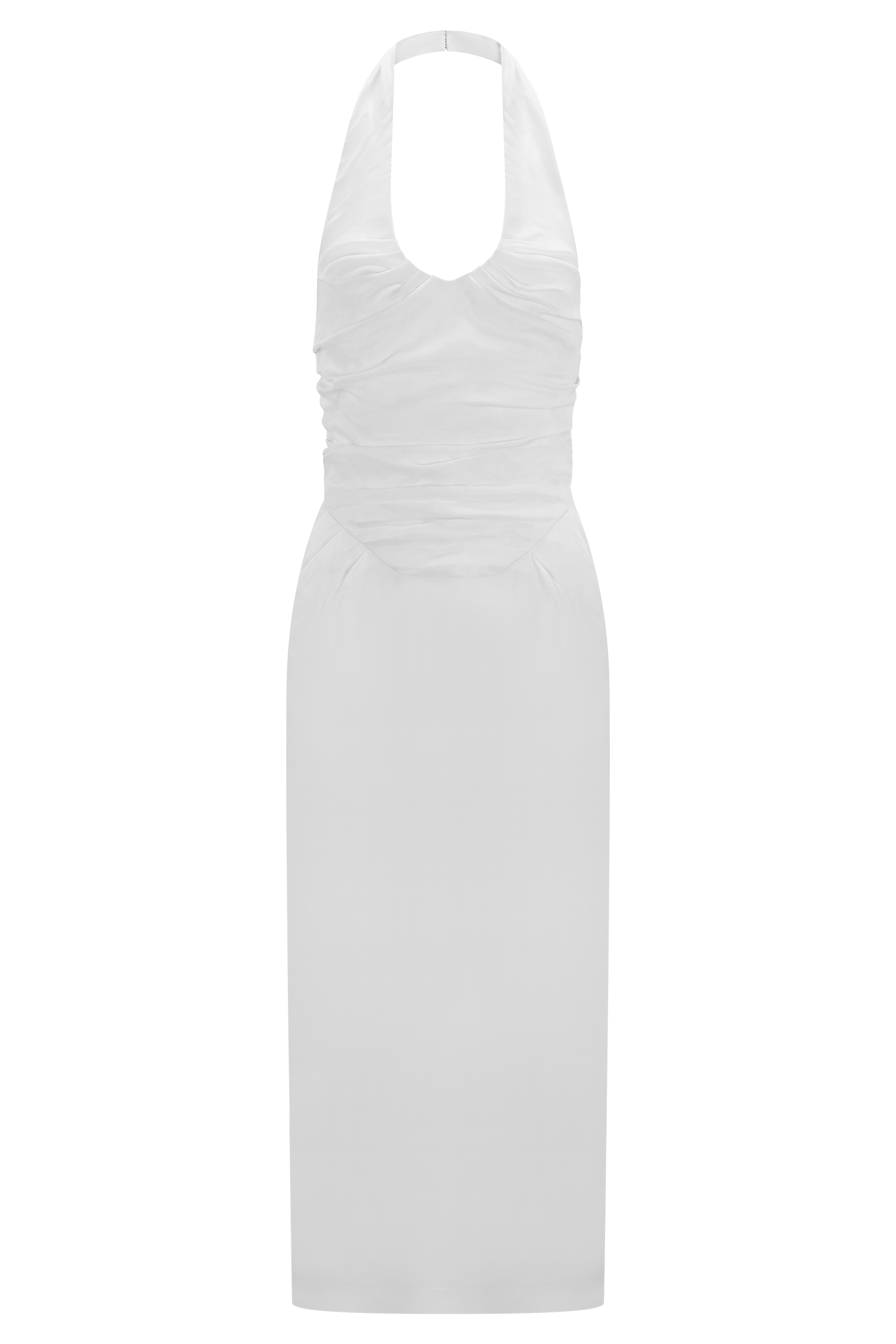 Daniela Ruched Halter Midi Dress - White