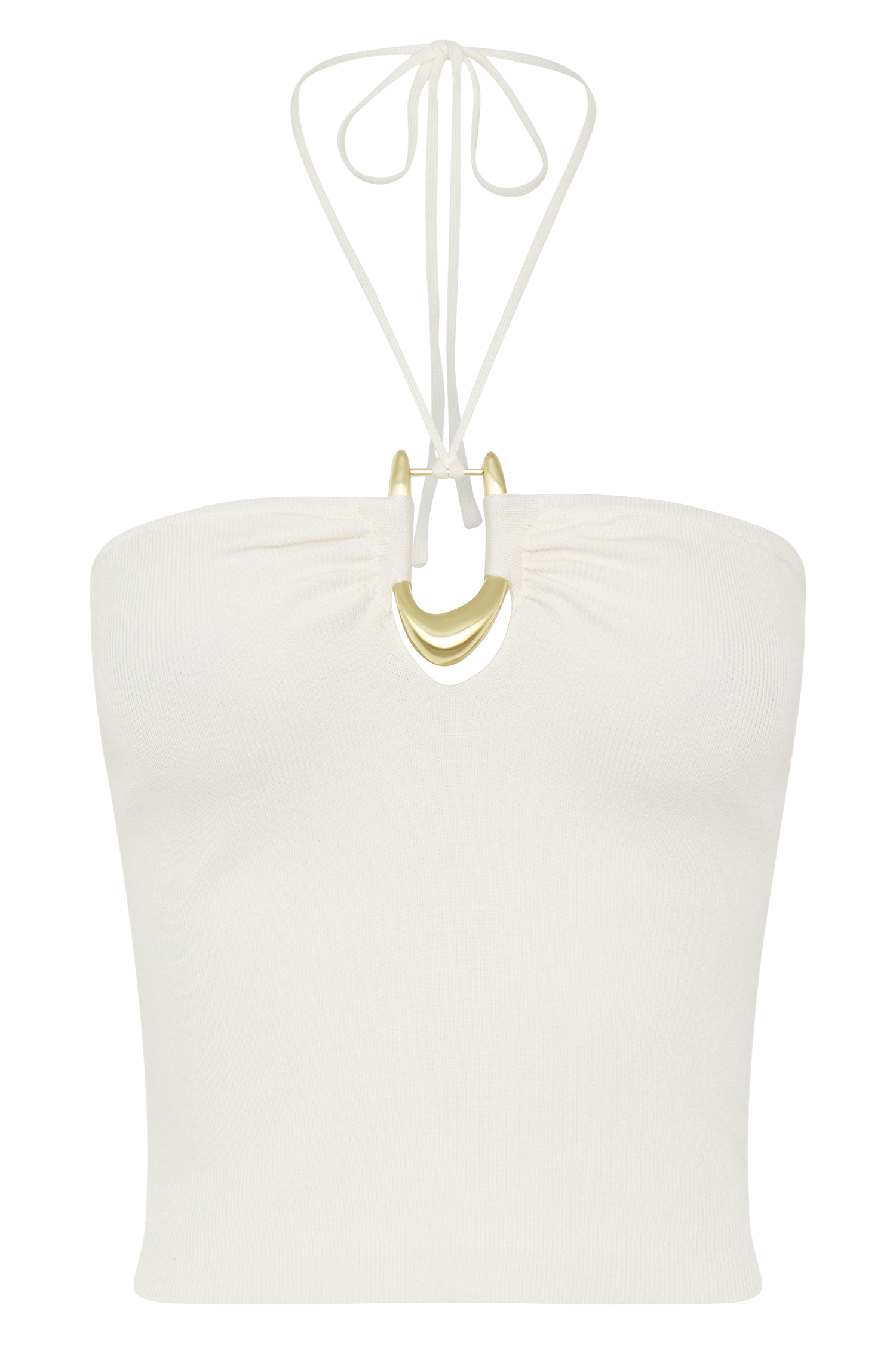 Dimitri Knit Halter Top With Hardware - Ivory