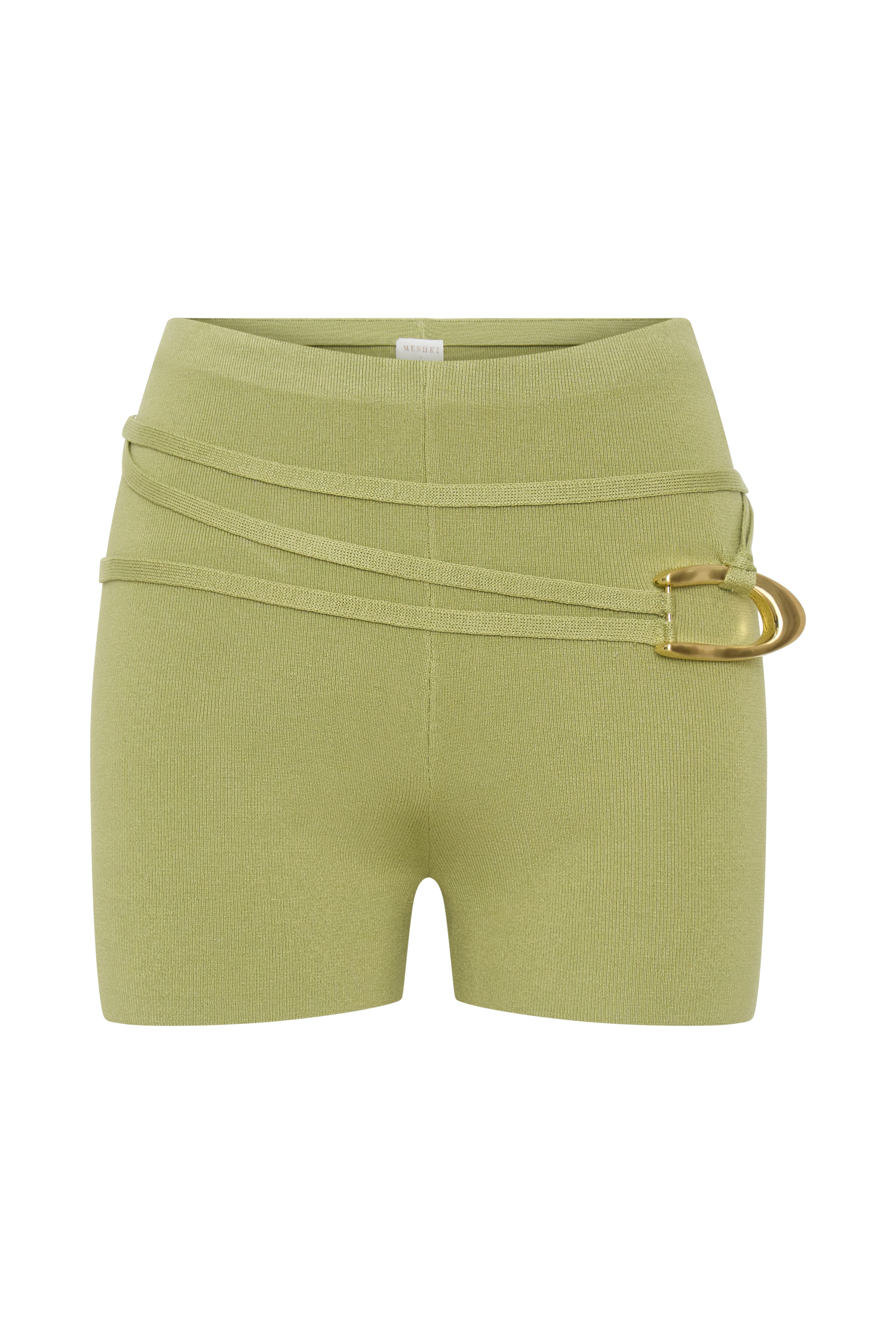 Dimitri Mini Knit Shorts With Belt - Light Olive