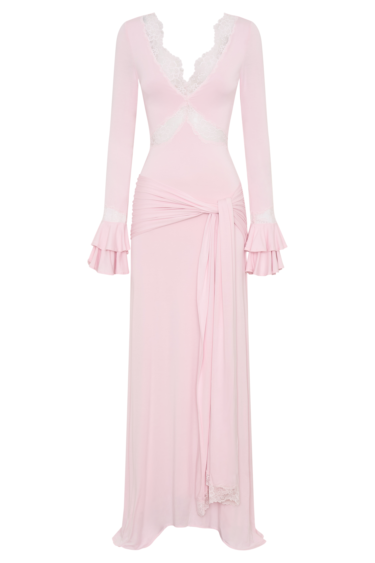 Electra Slinky Lace Maxi Dress - Ballet Pink