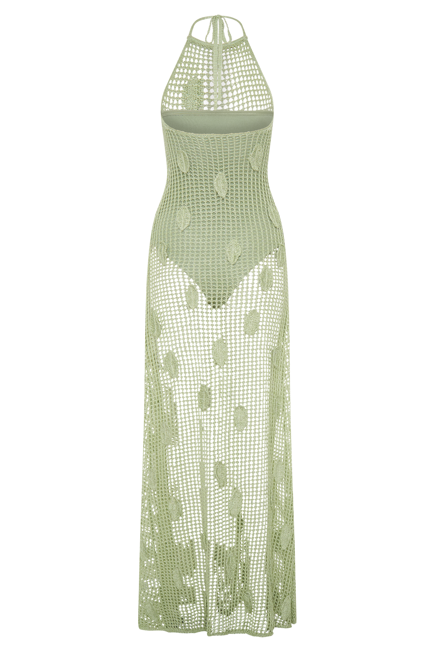 Elfie Crochet Halter Maxi Dress - Pastel Green