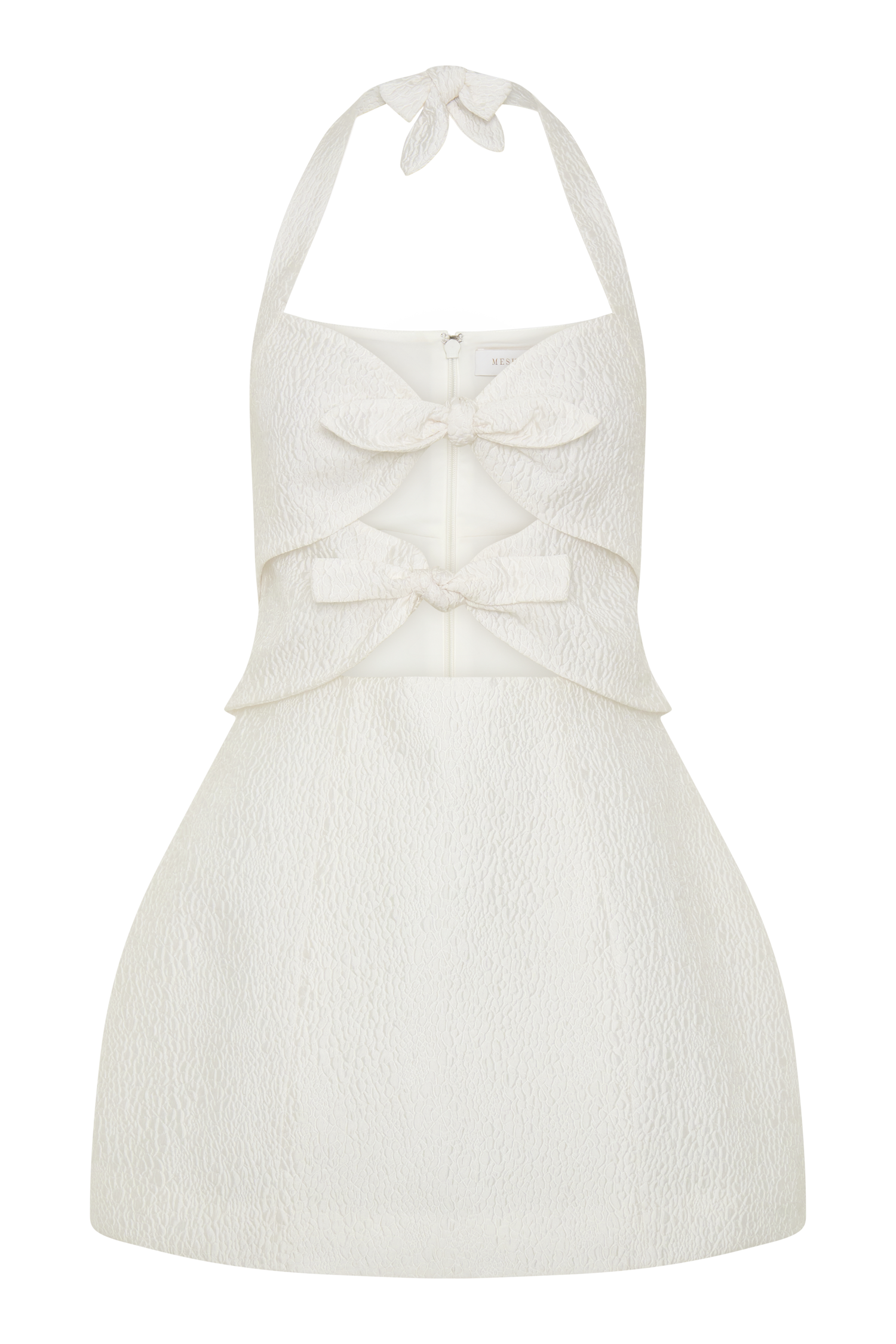 Ella Bow Detail Halter Mini Dress - White