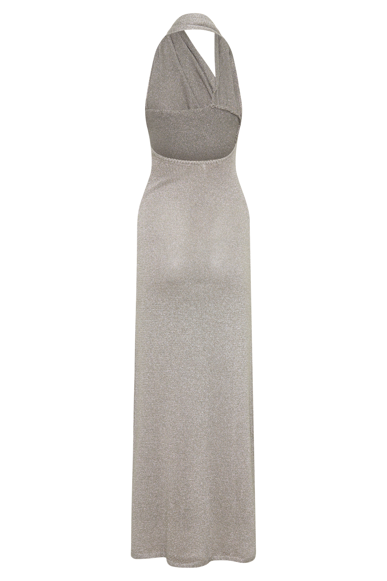 Elma Lurex Knit Halter Maxi Dress - Silver