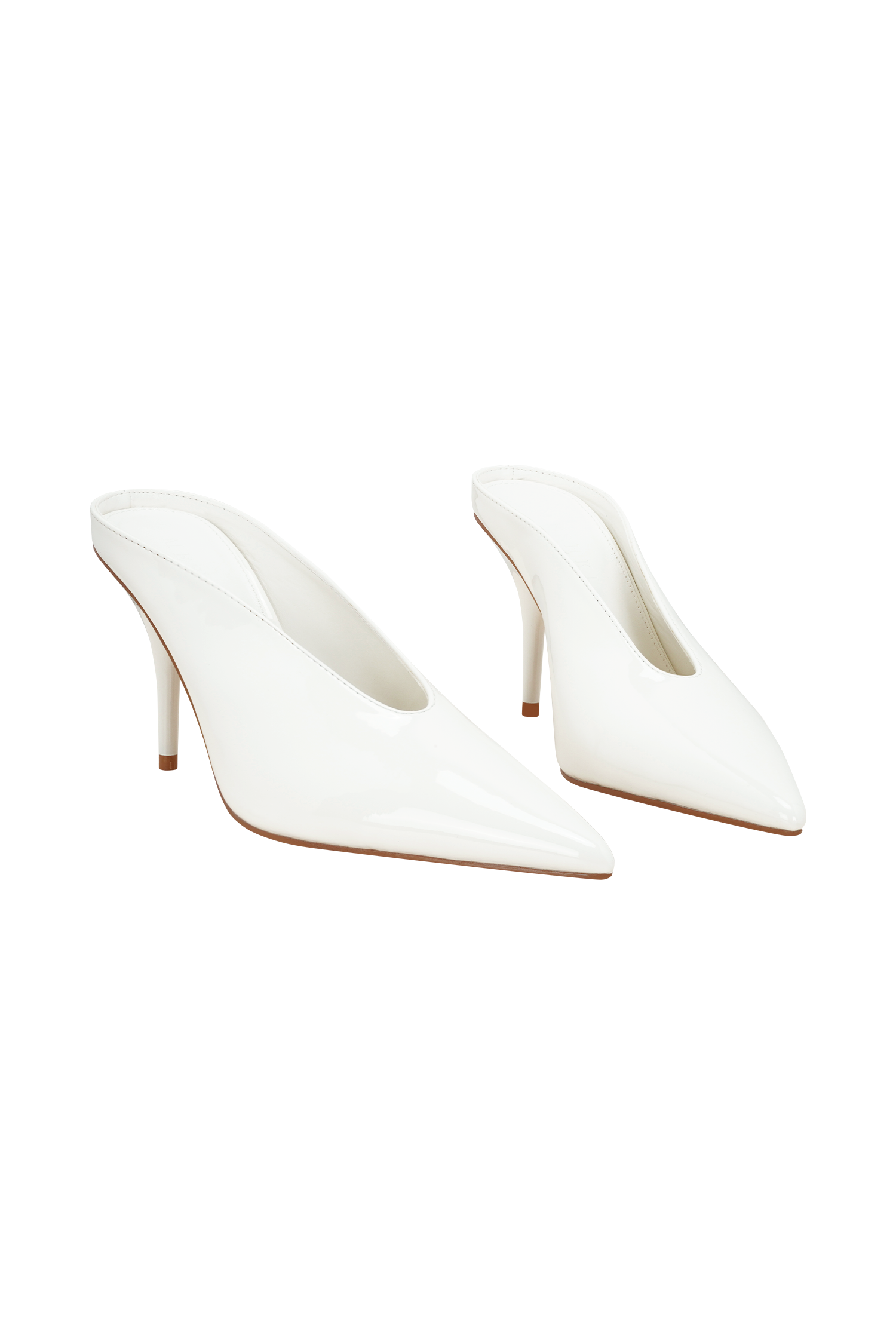 Emerson Patent Faux Leather Point Heel - Ivory