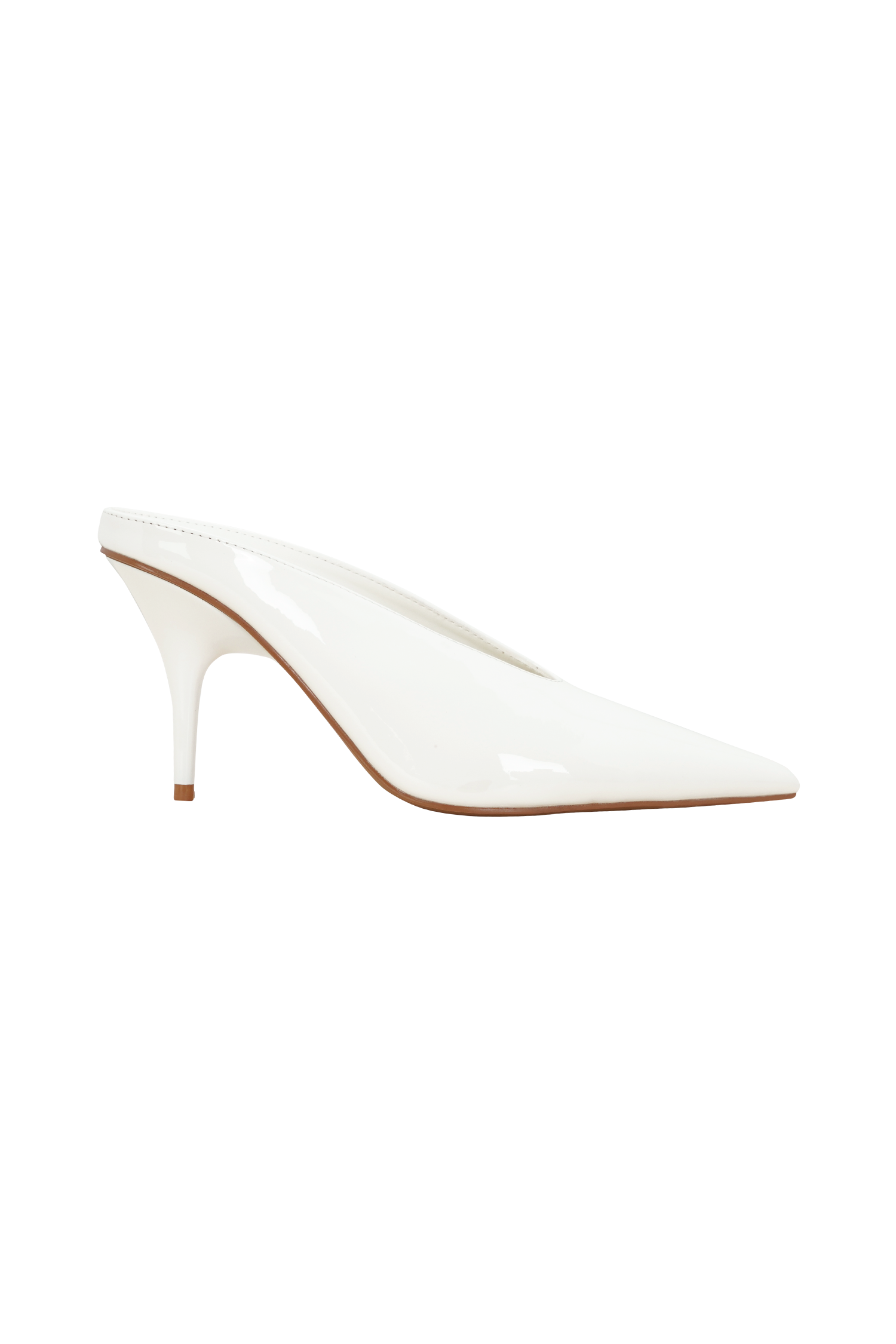 Emerson Patent Faux Leather Point Heel - Ivory