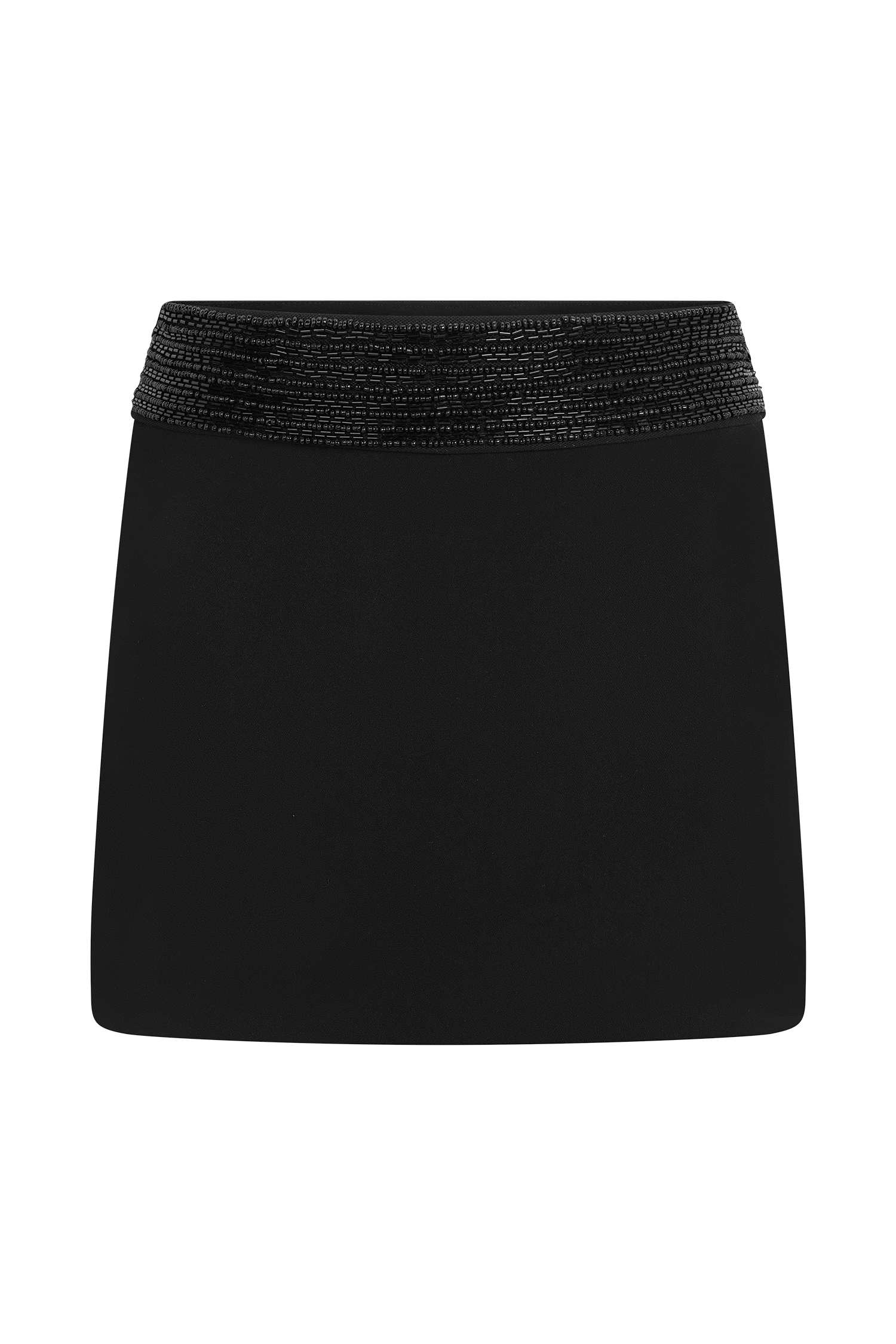 Emilia Beaded Waistband Mini Skirt - Black