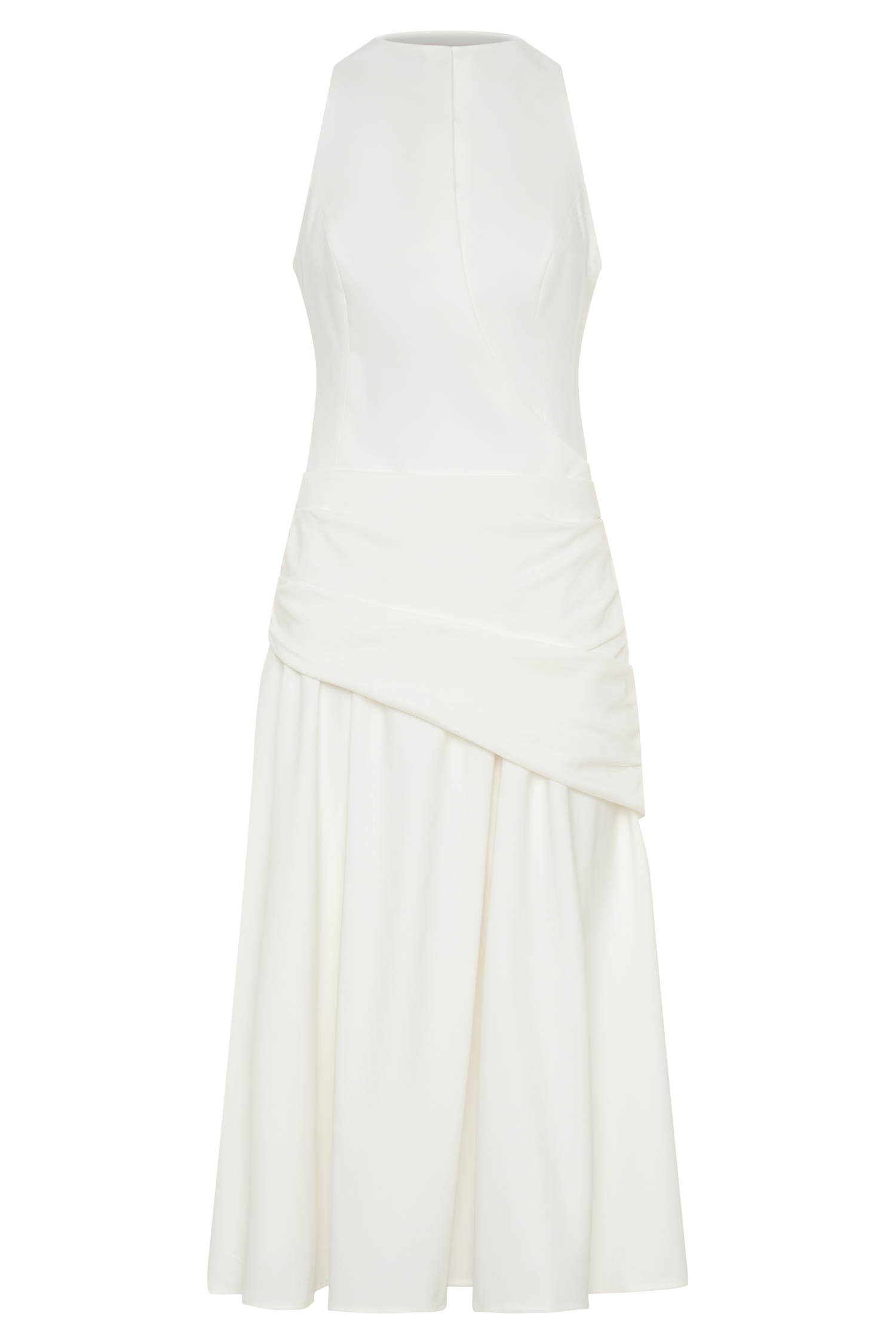 Emily Wrapped Waist Midi Dress - White