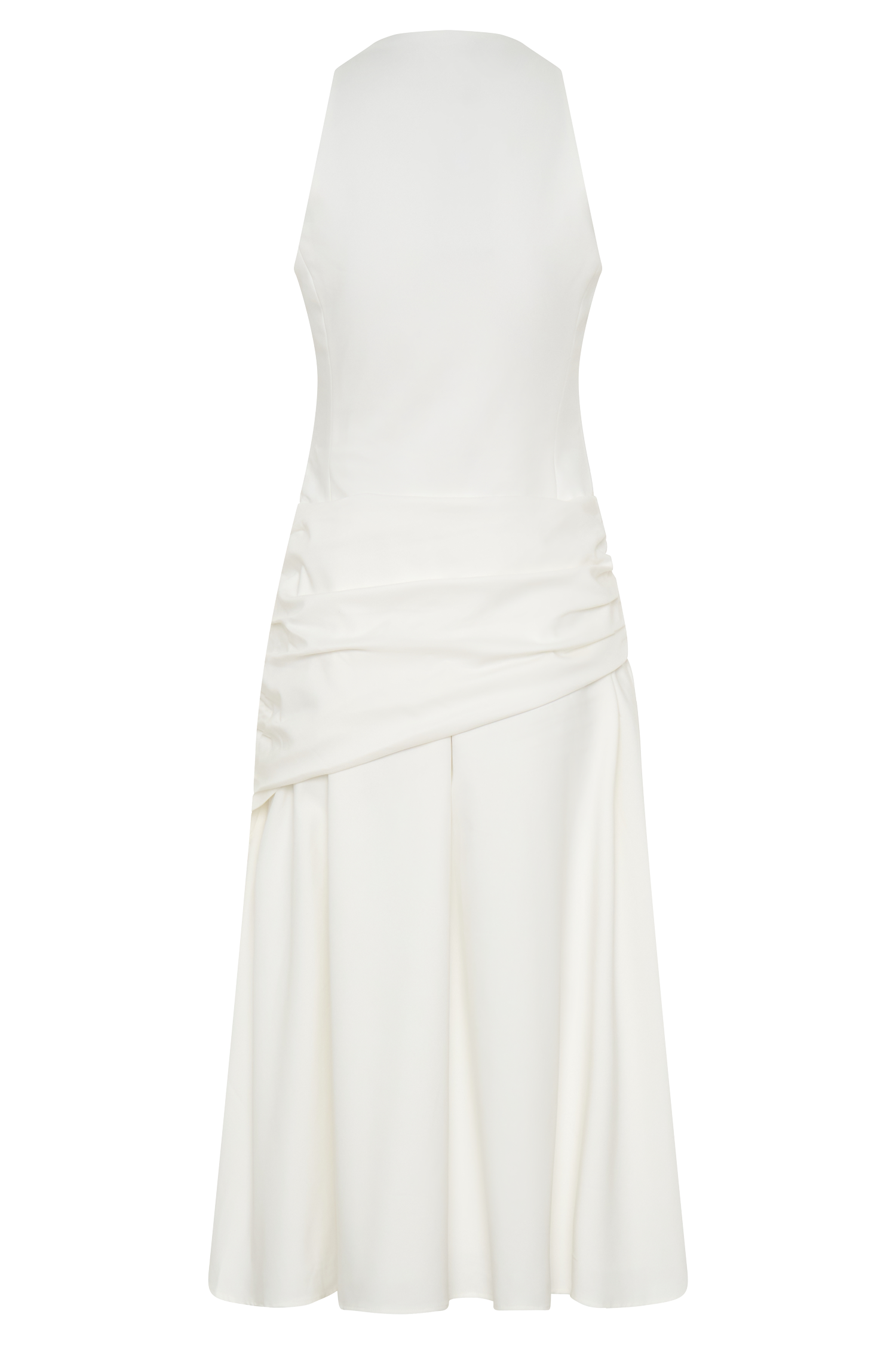 Emily Wrapped Waist Midi Dress - White