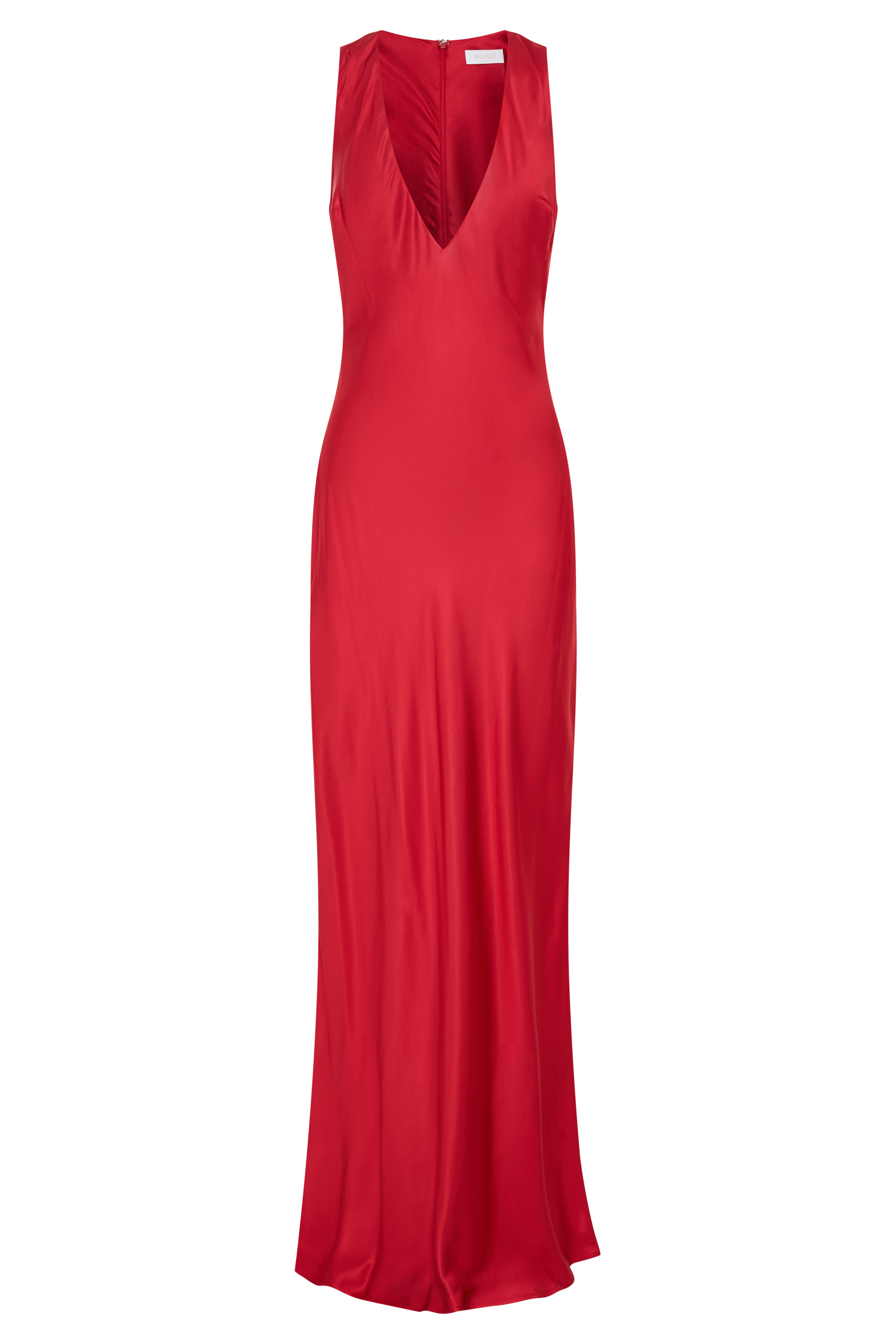 Esme Plunge Satin Maxi Dress - Red