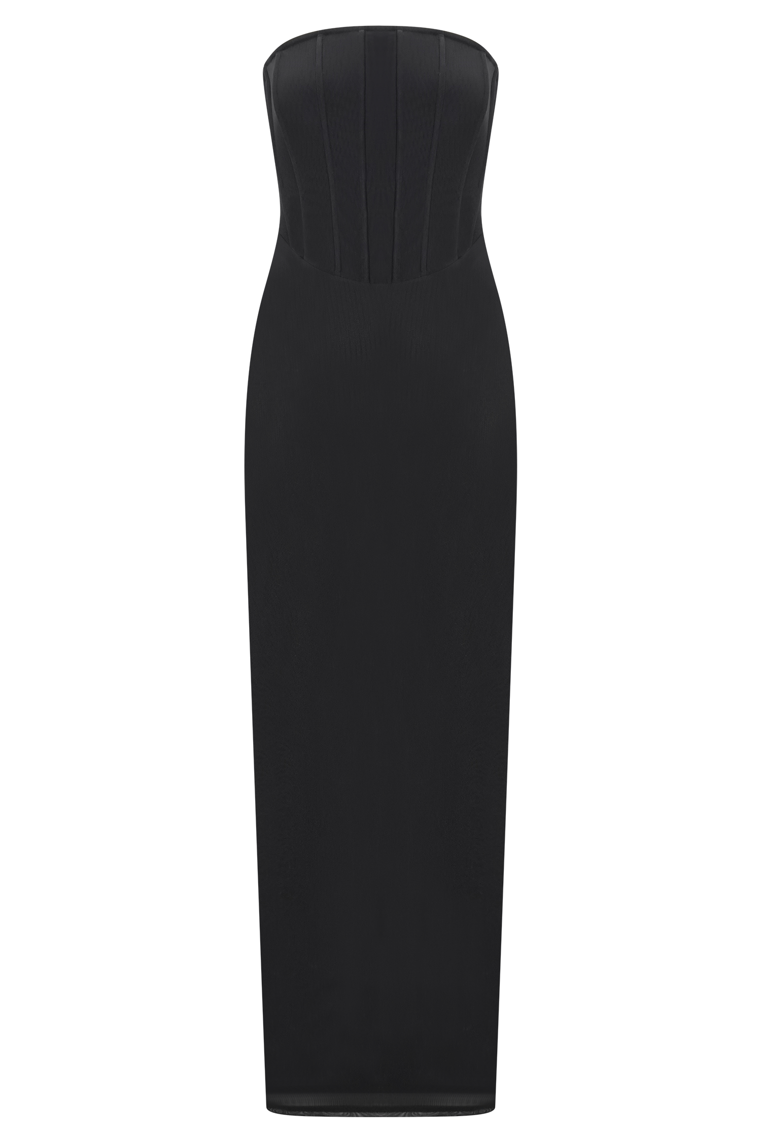 Gemma Strapless Mesh Maxi Dress - Black